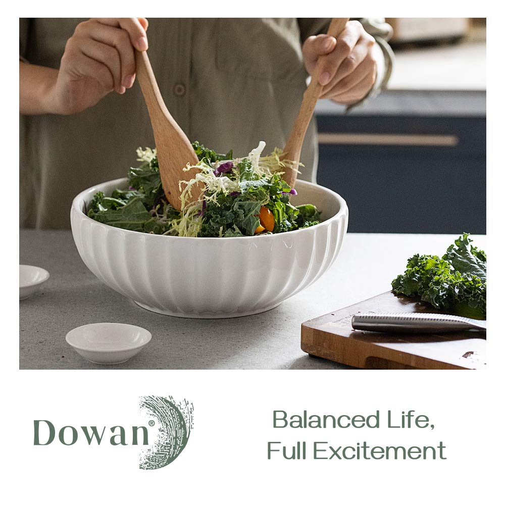 DOWAN 9.8   Serving Bowls, 86 oz Large Salad Bowl, Ceramic Serving Dishes, Set of 2, Pumpkin Shape for Halloween, Entertaining