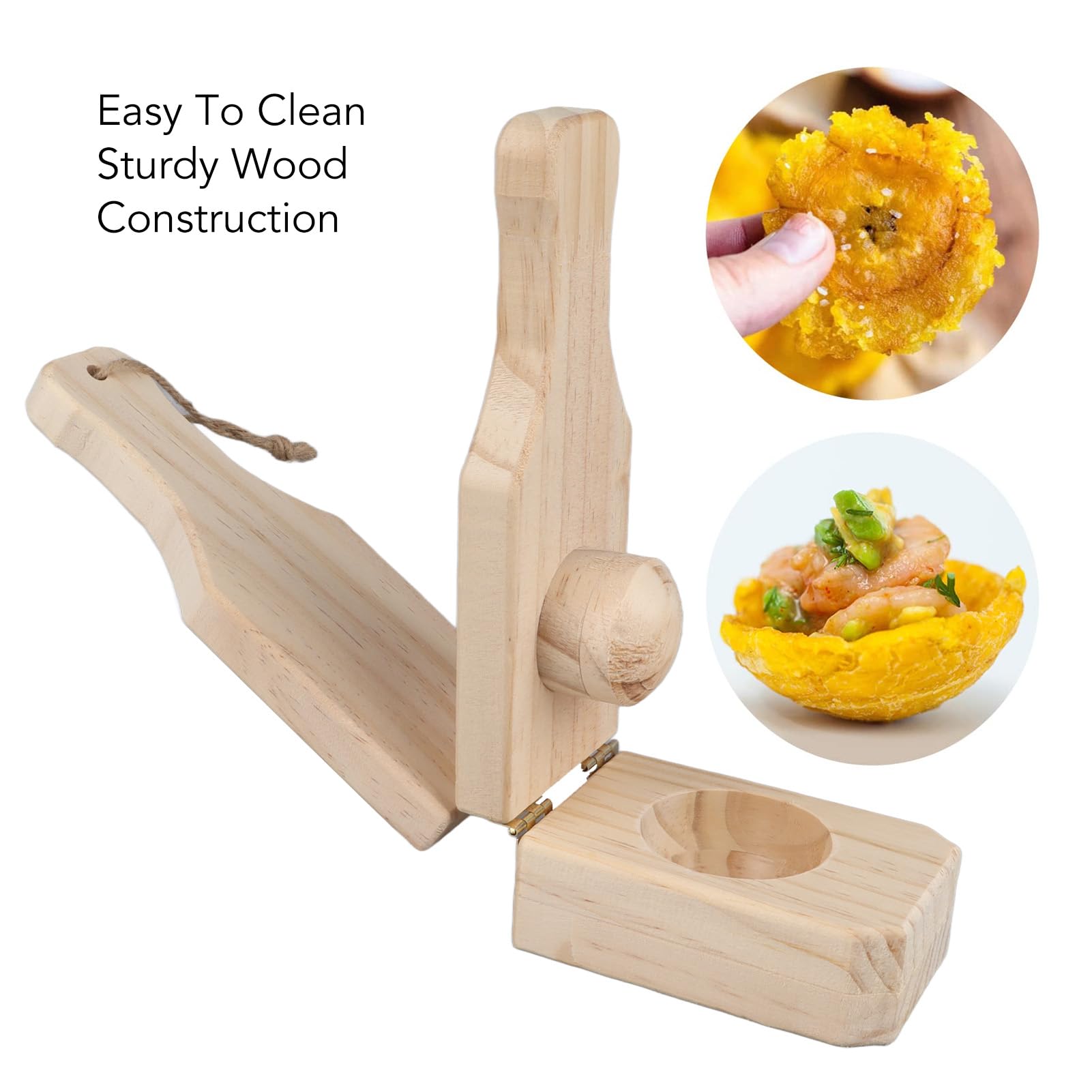 Tostonera Pine Plantain Press Smasher, Reusable Deep Plantain Baskets Maker With Hanging Lanyard, Versatile Kitchen Tool For Tos