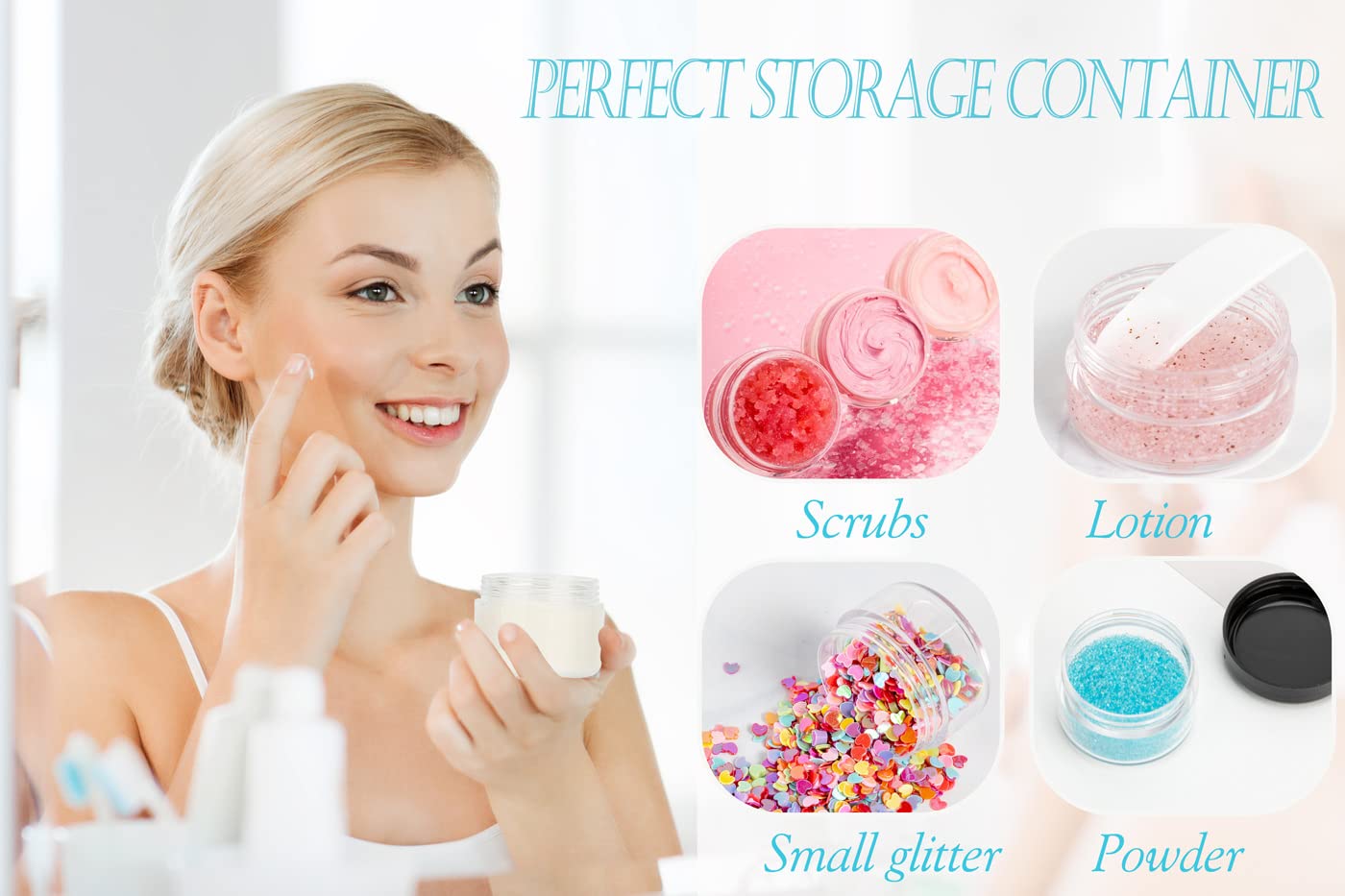 Zejia 10 Gram Sample Containers, 40 Count Cosmetic Containers With Lids, Refillable Empty Sample Jars, Small Plastic Containers