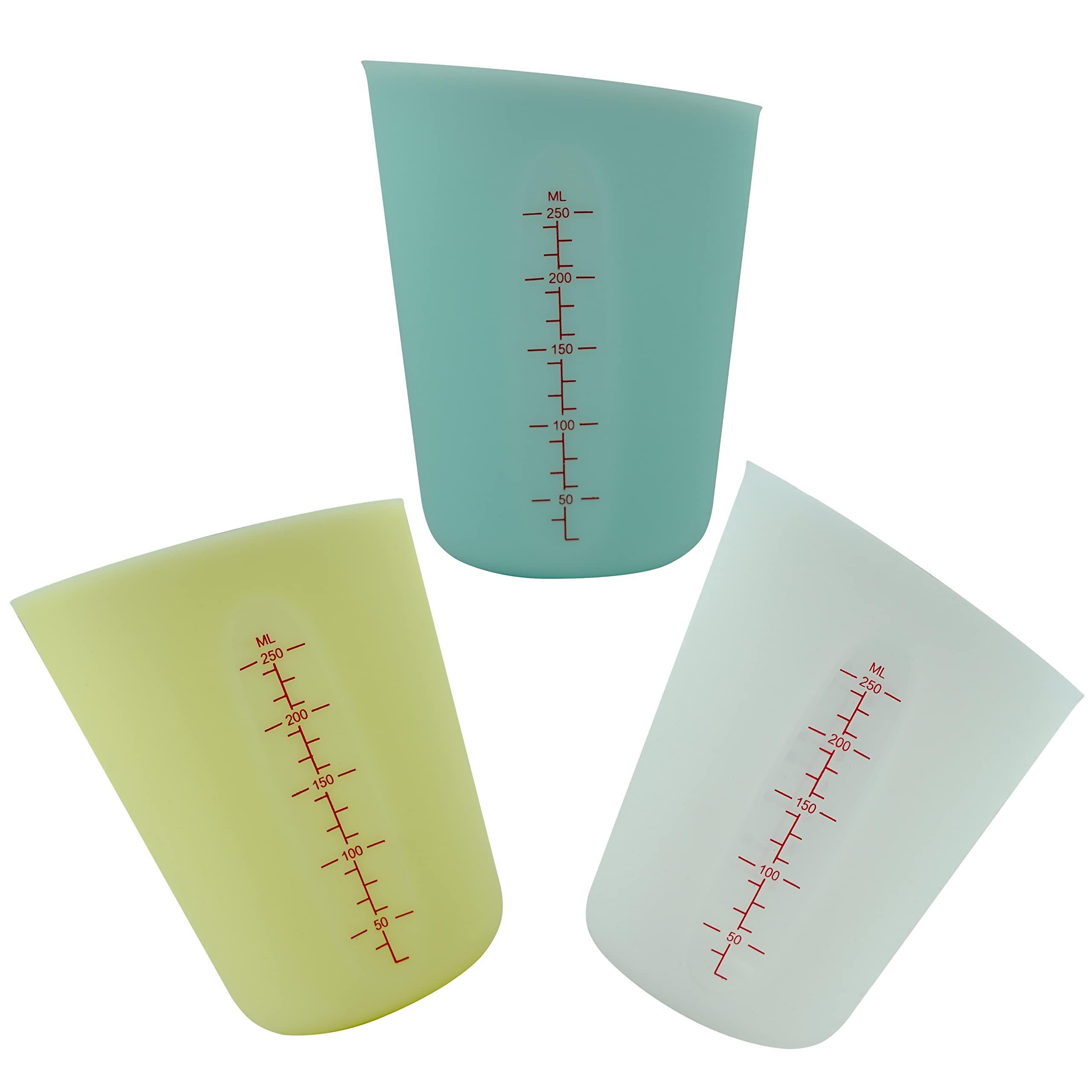 Eiks 3-Set 250-Ml/1-Cup Silicone Measuring Cups With Marking For Cooking Bakeware Diy Craft Painting