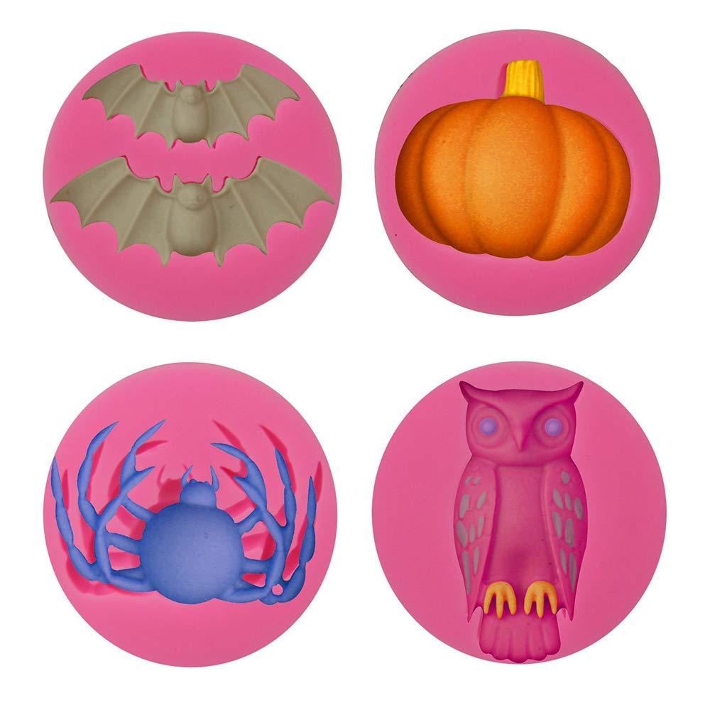 6Pcs/Set Halloween Cake Fondant Molds, Halloween Party Cupcake Topper Decorating Tools, Silicone Chocolate Candy Mold Gum Paste