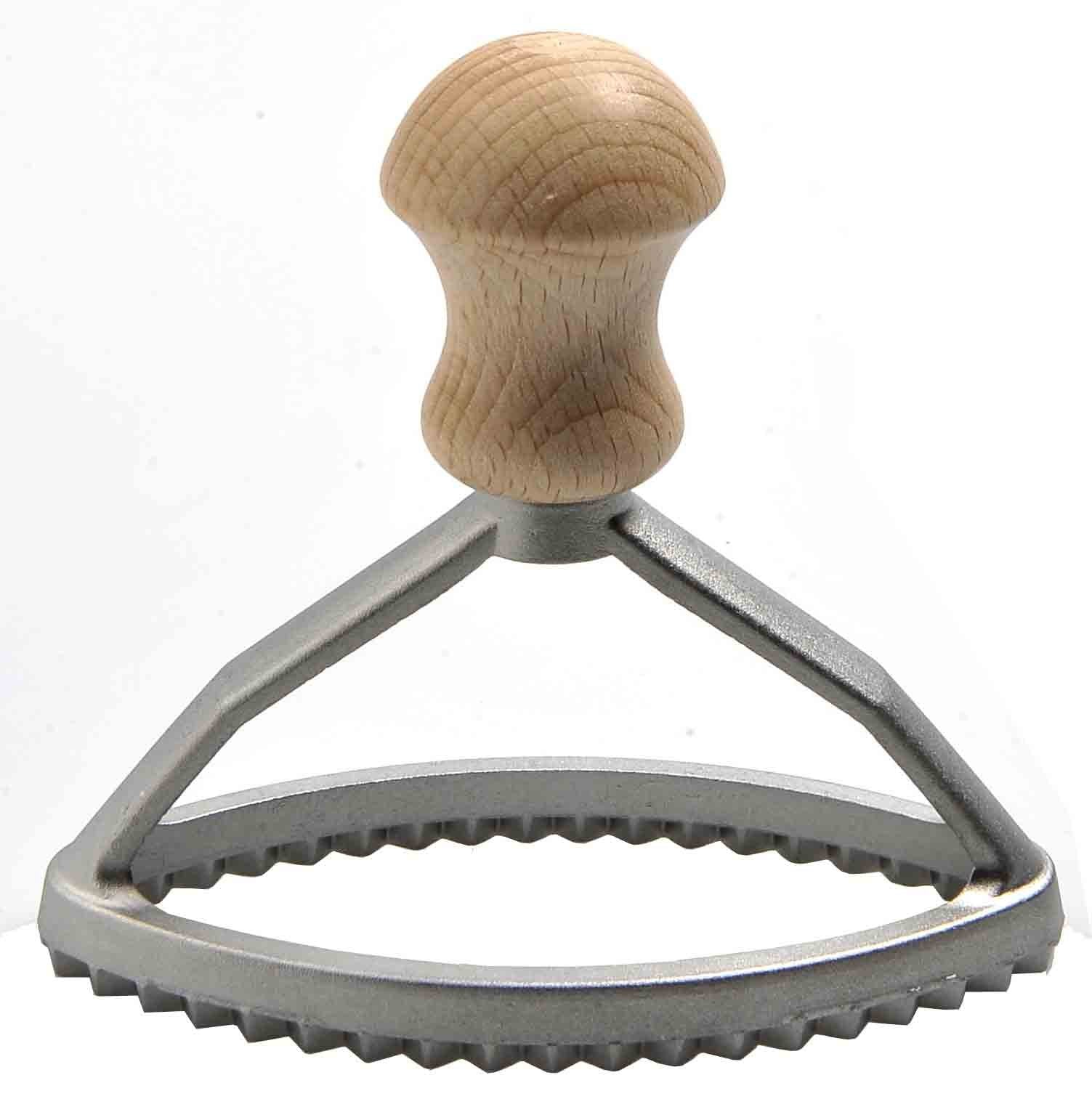 Eppicotispai 4-Inch By 2-Inch Aluminum Oval Ravioli Stamp With Beechwood Handle