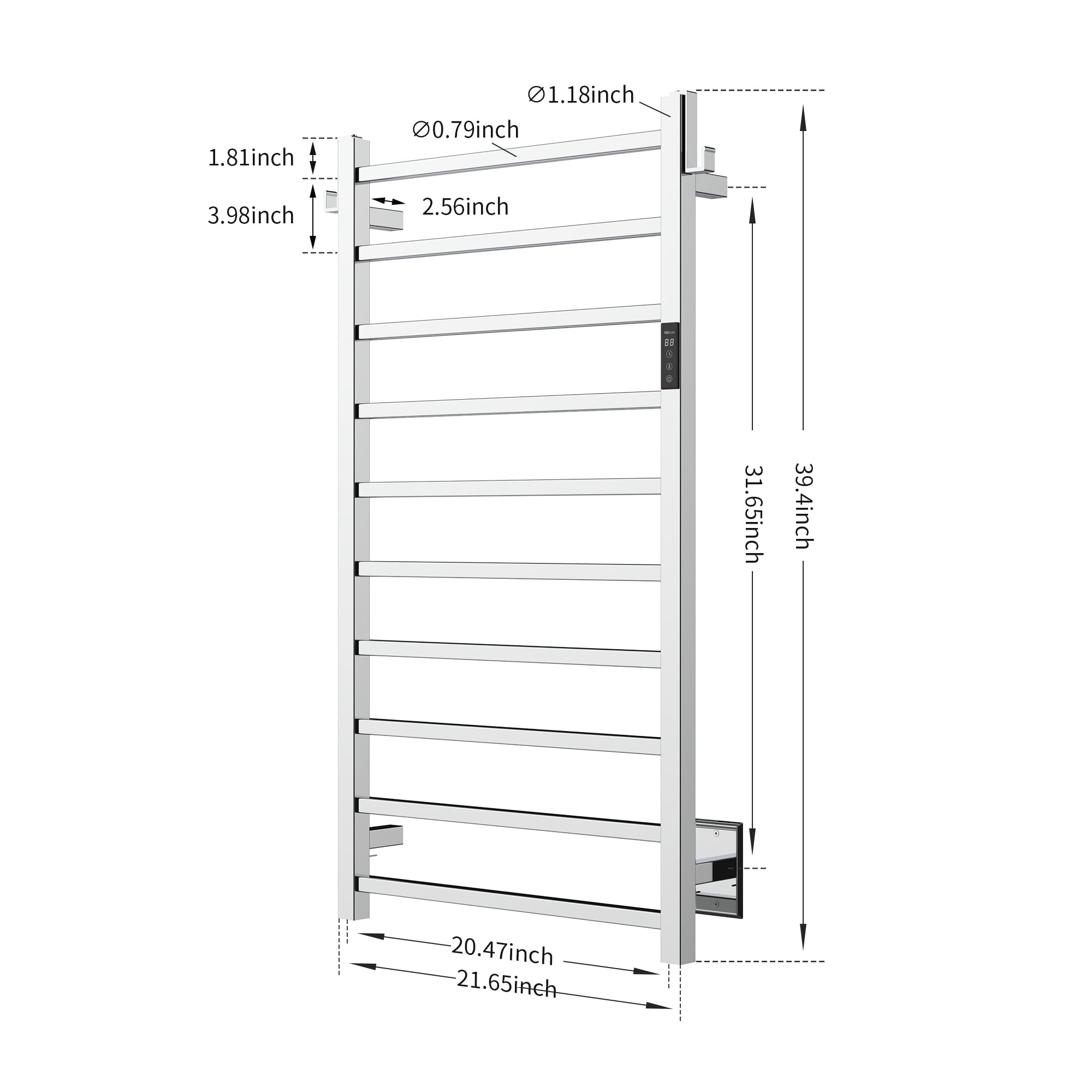 P&Bhusri Heated Towel Rack, 10-Bar Towel Warmer Rack For Bathroom, Wall Mounted Electric Towel Rack With Timer And Led Indicator