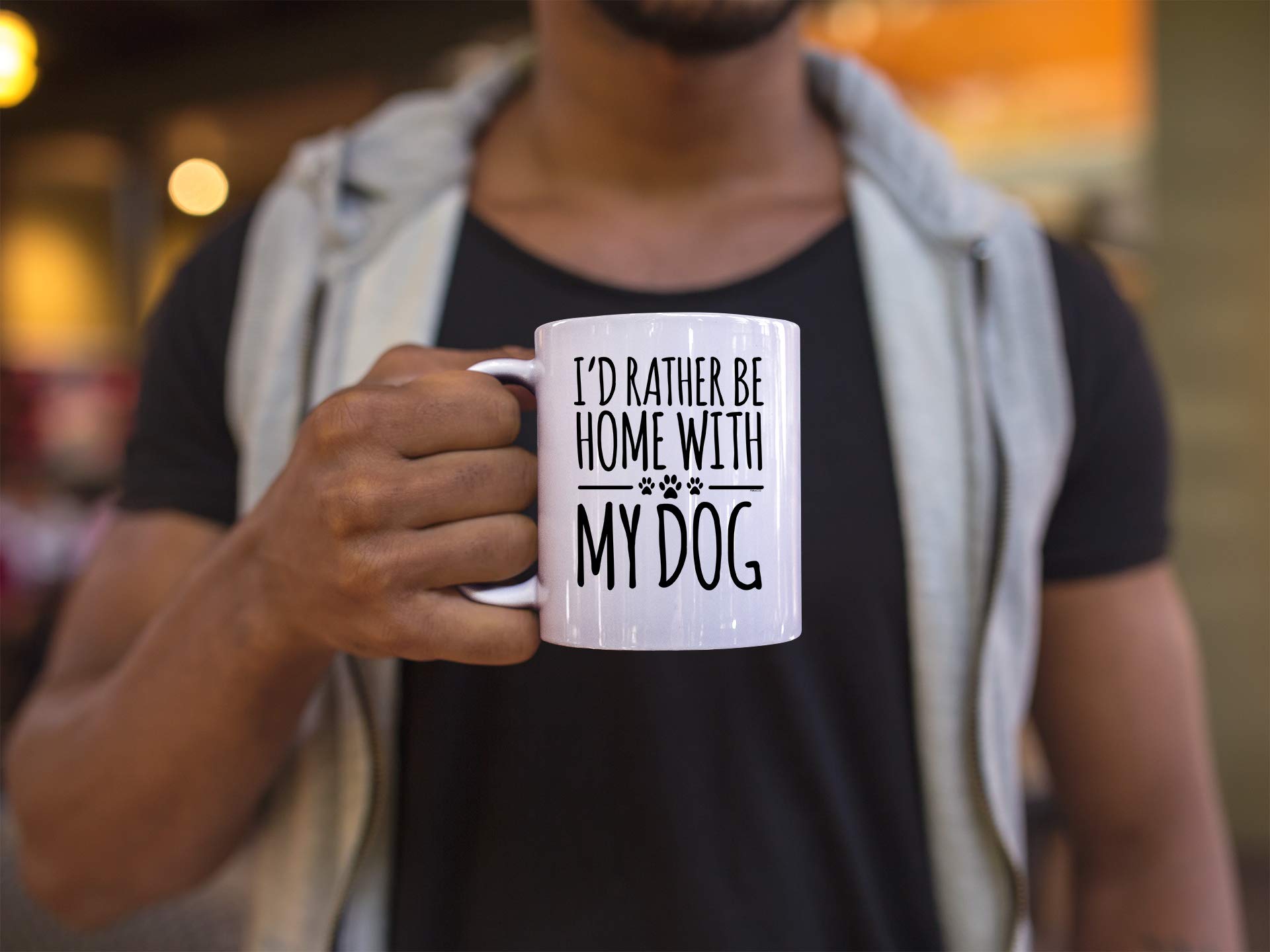 Veracco I 'd Rather Be Home With My Dog Ceramic Coffee Mug For Her Him (White, Ceramic)