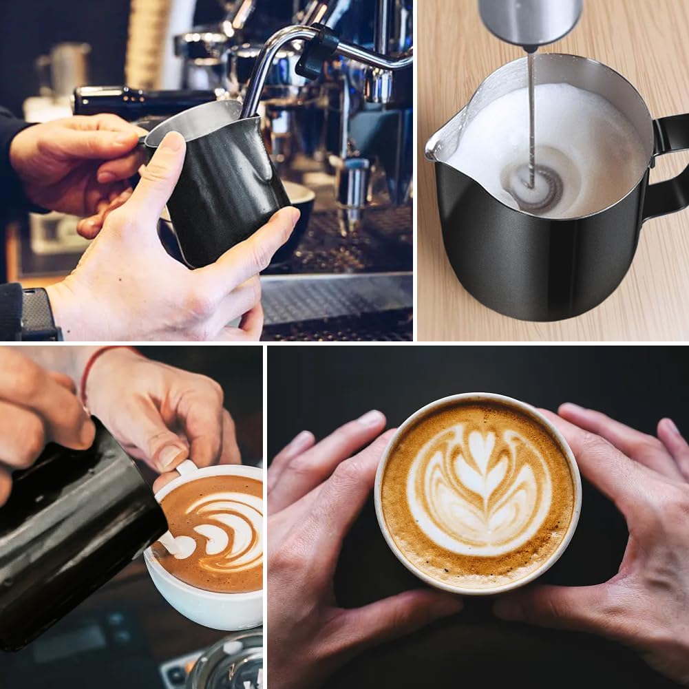 Frothing Milk Pitcher, 12 Oz/350 Ml Stainless Steel Frothing Milk Jug With Latte Art Pen,With Internal Measurements, For Cappucc