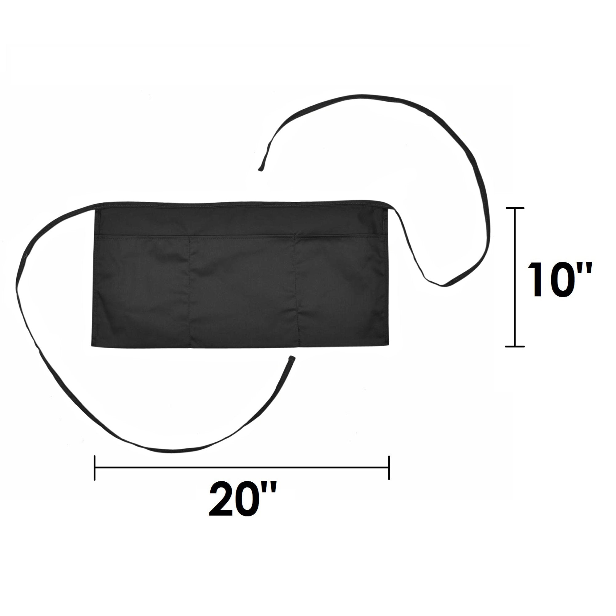 Dalix Waist Aprons Commercial Restaurant Home Bib Spun Poly Cotton Kitchen (3 Pockets) In Black