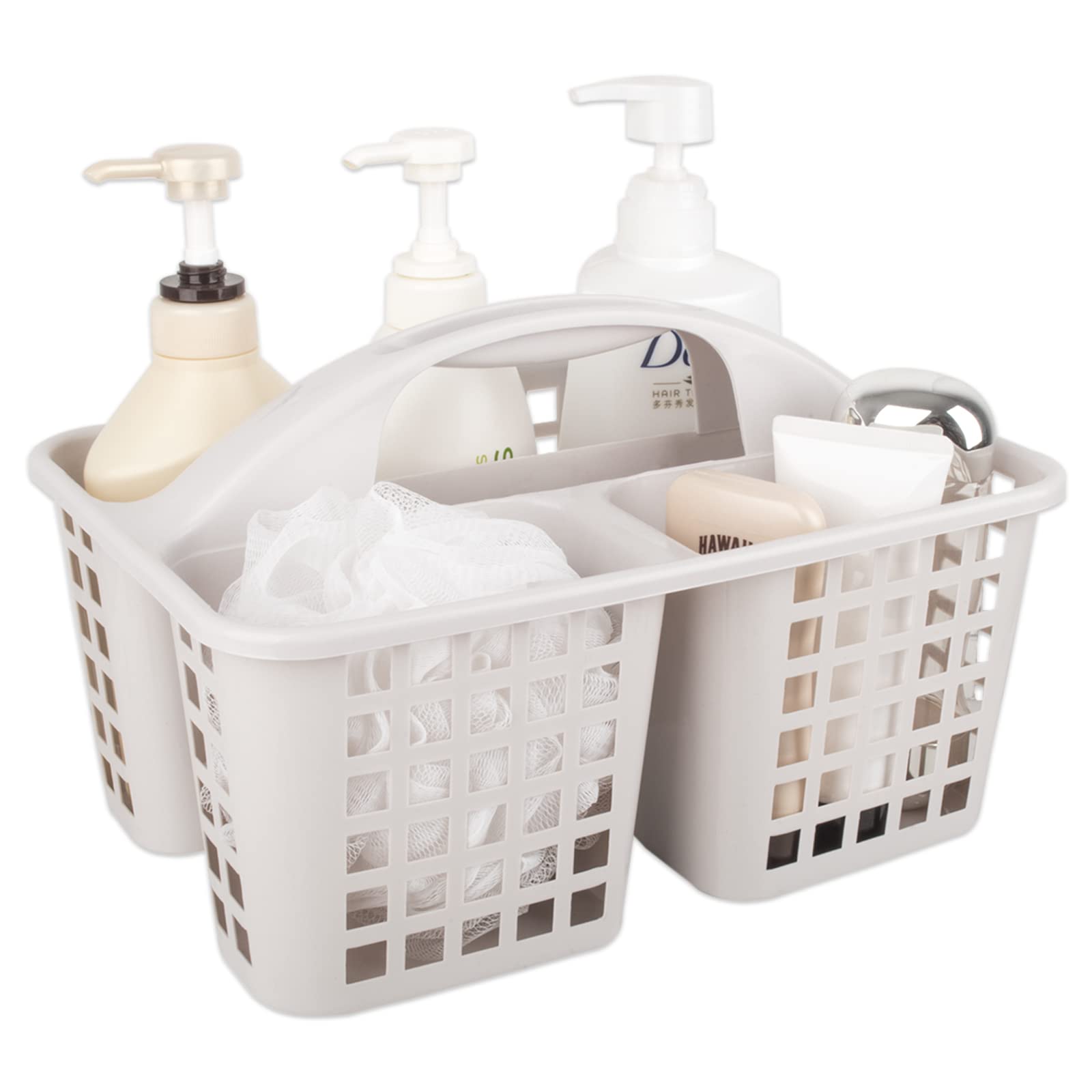 Portable Shower Caddy Basket with Compartments Cleaning Supplies Organizer with Handle Plastic Storage Divided Tool Bin for Bath