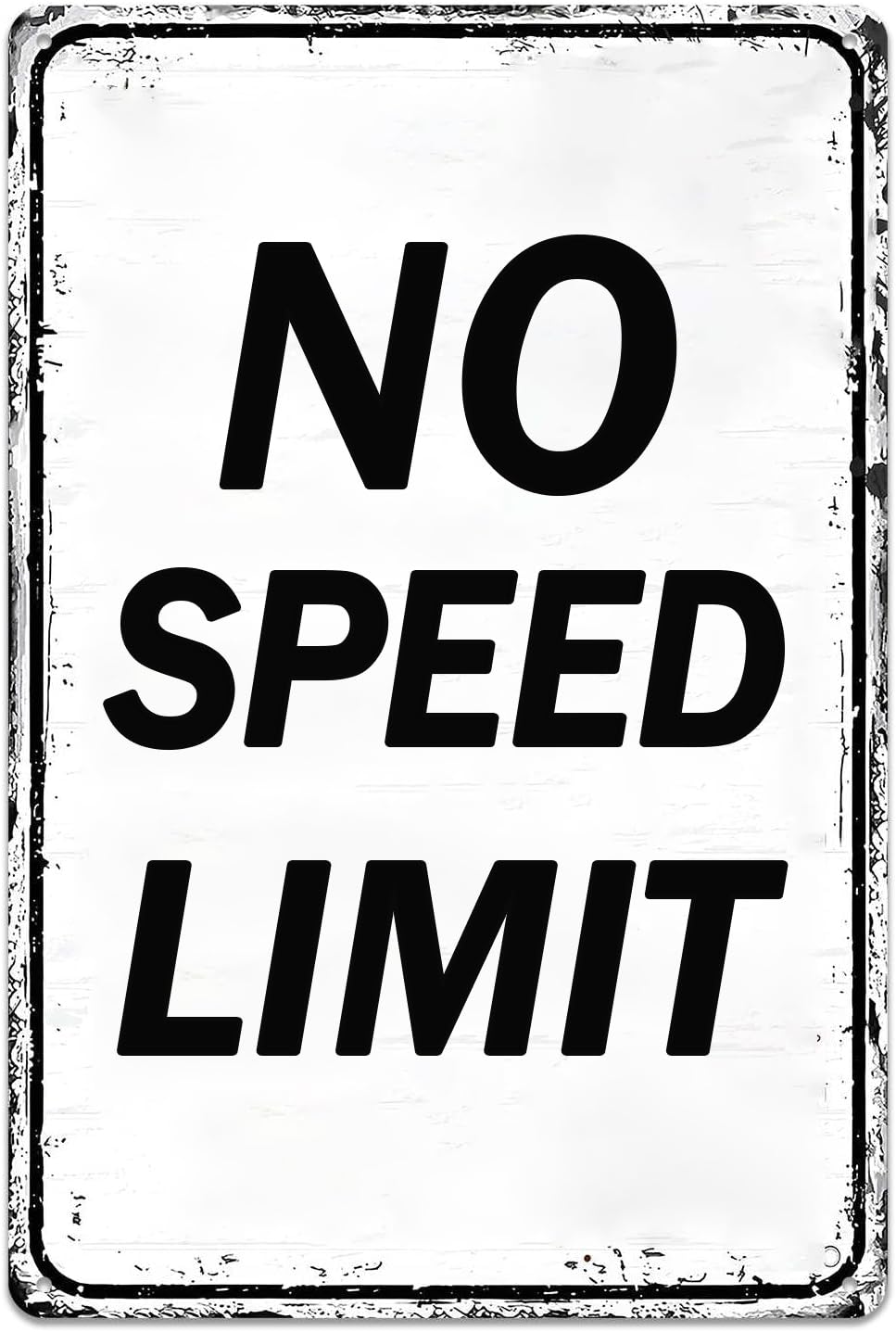 No Speed Limit Signs Race Car Room Decor For Boys Garage Decor For Men Funny Vintage Car Decoration Wall Art Street Signs For Be
