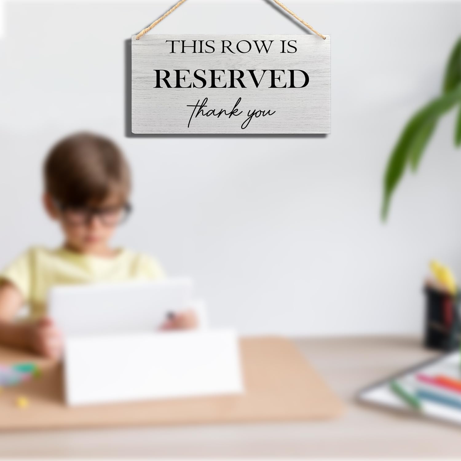 Ryeolo Reserved Row Signs for Wedding - Wood Hanging Sign for Chairs, Seating - 11.8x5.9 Inch