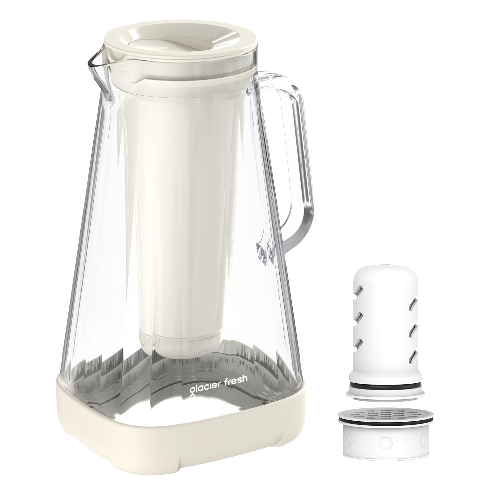 Glacier Fresh Glass Water Pitcher For Tap And Drinking With Membrane And Upgraded Activated Filter, Reduces Chlorine And Lead Ta