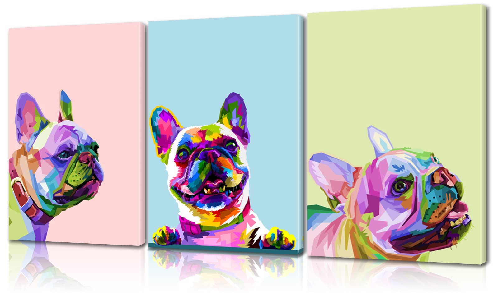 3 Piece Colorful Dog Wall Decor French Bulldog Wall Art Dog Decor Dog Room Decor Animal Wall Art Animal Posters Dog Wall Art Dog