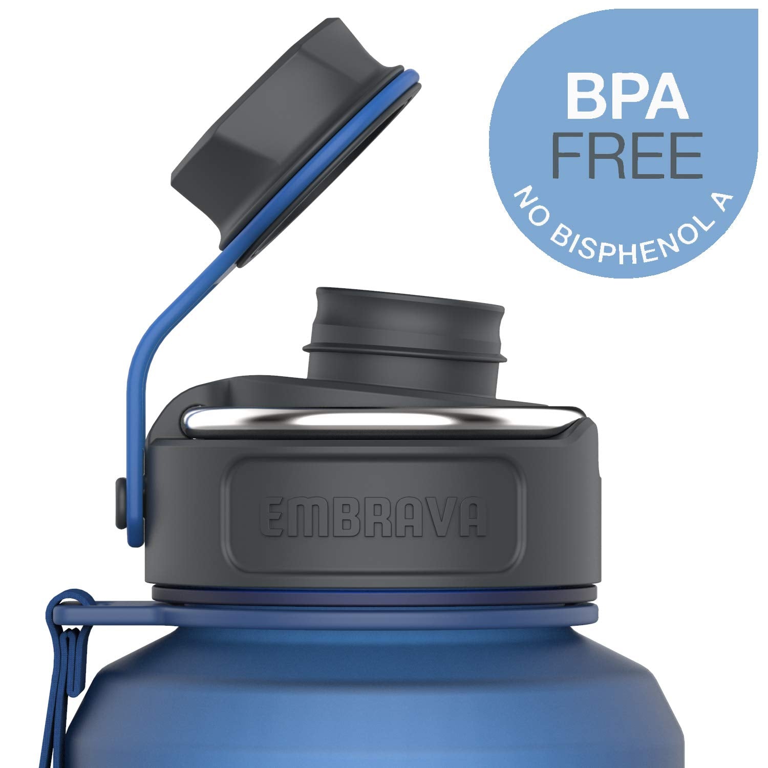 Embrava 40oz Water Bottle - Large with Travel Carry Ring - Wide Leak Proof Drink Spout - Heavy-Duty  BPA & BPS Free Tritan Plastic - Best for Sports  Hiking  Gym  Men & Women