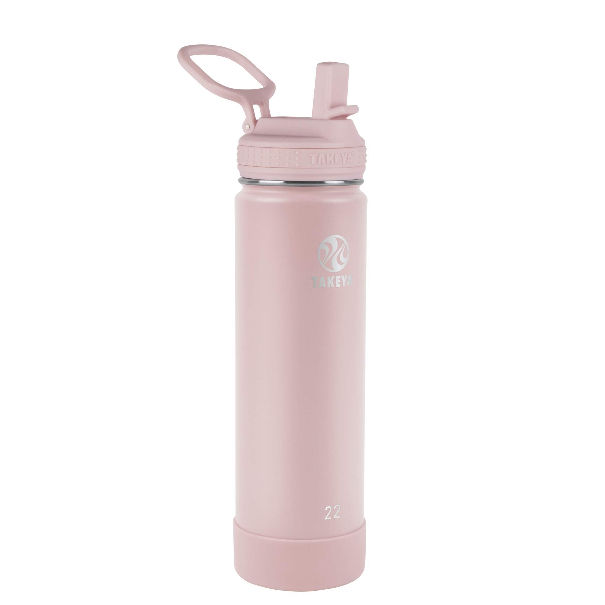 Takeya Actives 22 Oz Vacuum Insulated Stainless Steel Water Bottle With Straw Lid, Premium Quality, Blush