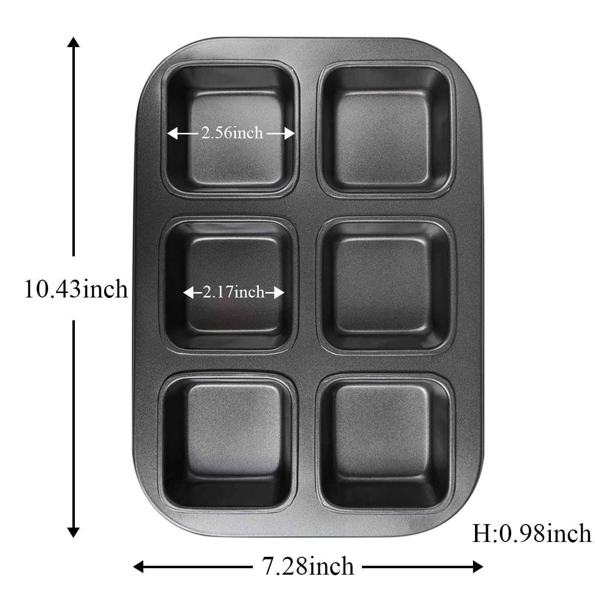 Elesinsoz 6 Cup Brownie Bar Pan Square Muffin Cupcake All Edge Corner Individual With Dividers Nonstick Cornbread Mini Small Bre
