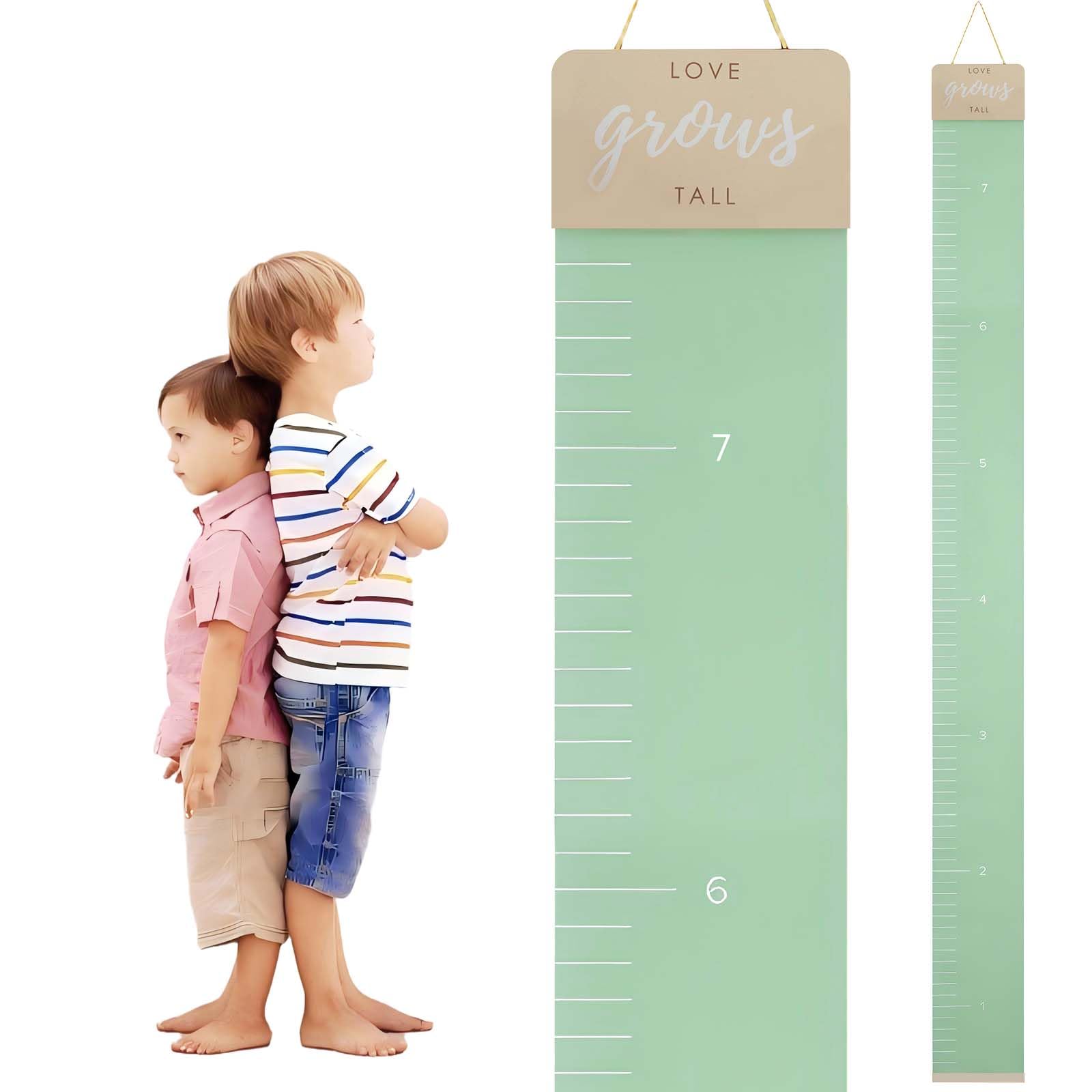 Vozekrod Height Chart for Wall - Canvas Growth Ruler with Wood Hanger, Baby Nursery Room Decor, Tracks Kids Milestones - Cute & 