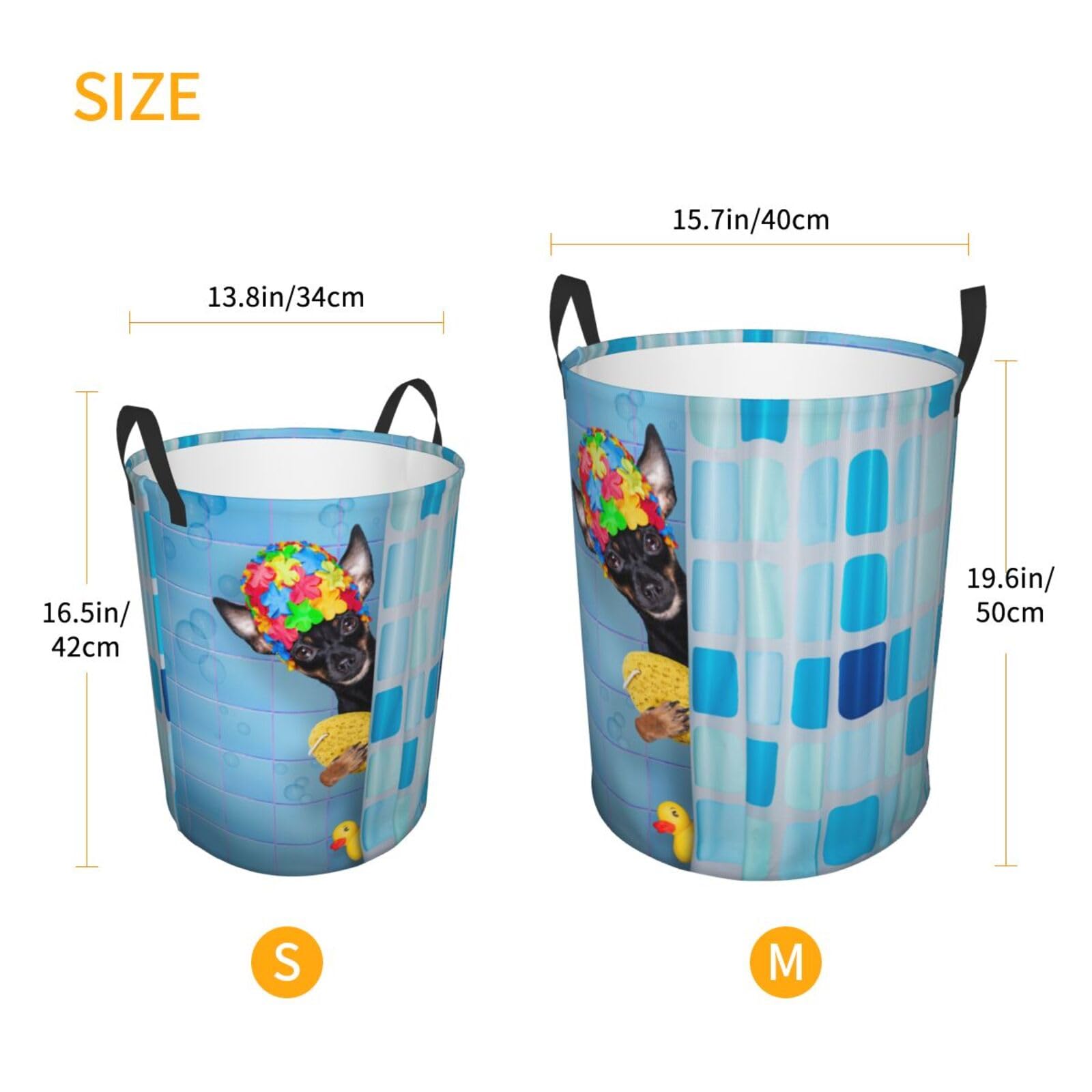 Pevtufa Prague Ratter Dog In Bathtub Foldable Laundry Basket Organizer,Fabric Clothes Toy Storage Basket Nursery Hamper Storage