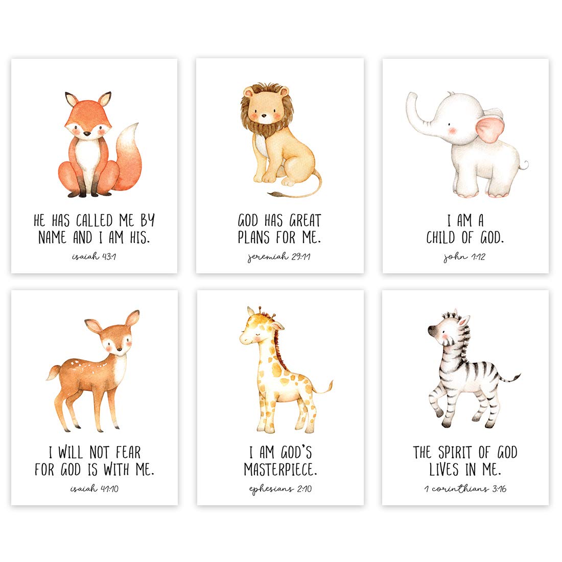 Andaz Press Christian Bible Verses Quotes Nursery Kids Bedroom Unframed Hanging Wall Art Poster Decor, 8.5X11-Inch, Jungle Safar
