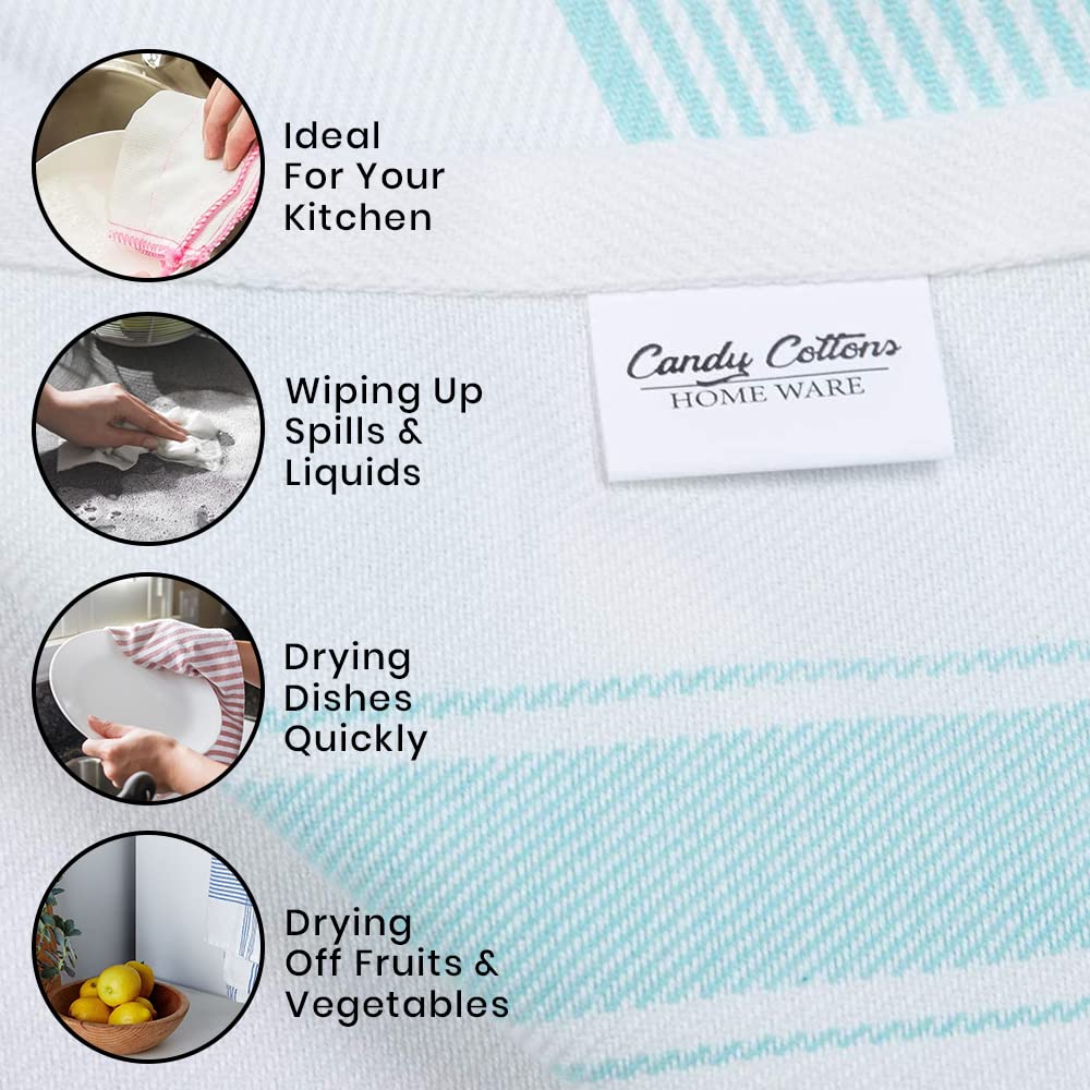 Candy Cottons Stripe Kitchen Towels Decor Hanging Loop Dish Towels Boho Stripe Absorbent Festive Gift Set Of 6 Pantry Kitchen Re