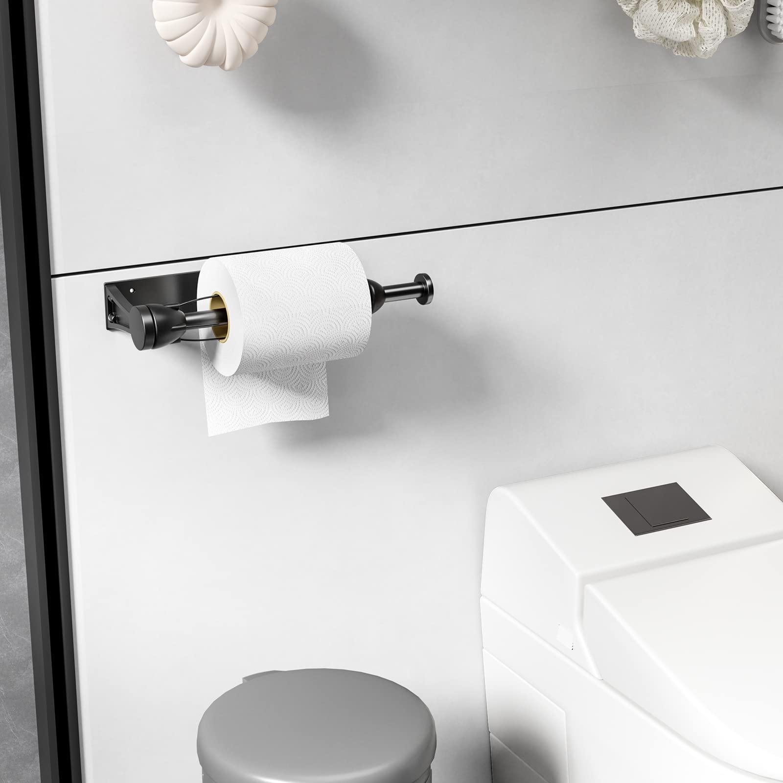 Paper Towel Holder Under Cabinet, Single Hand Operable Wall Mount With Damping Effect, Self-Adhesive Or Drilled For Kitchen Bath