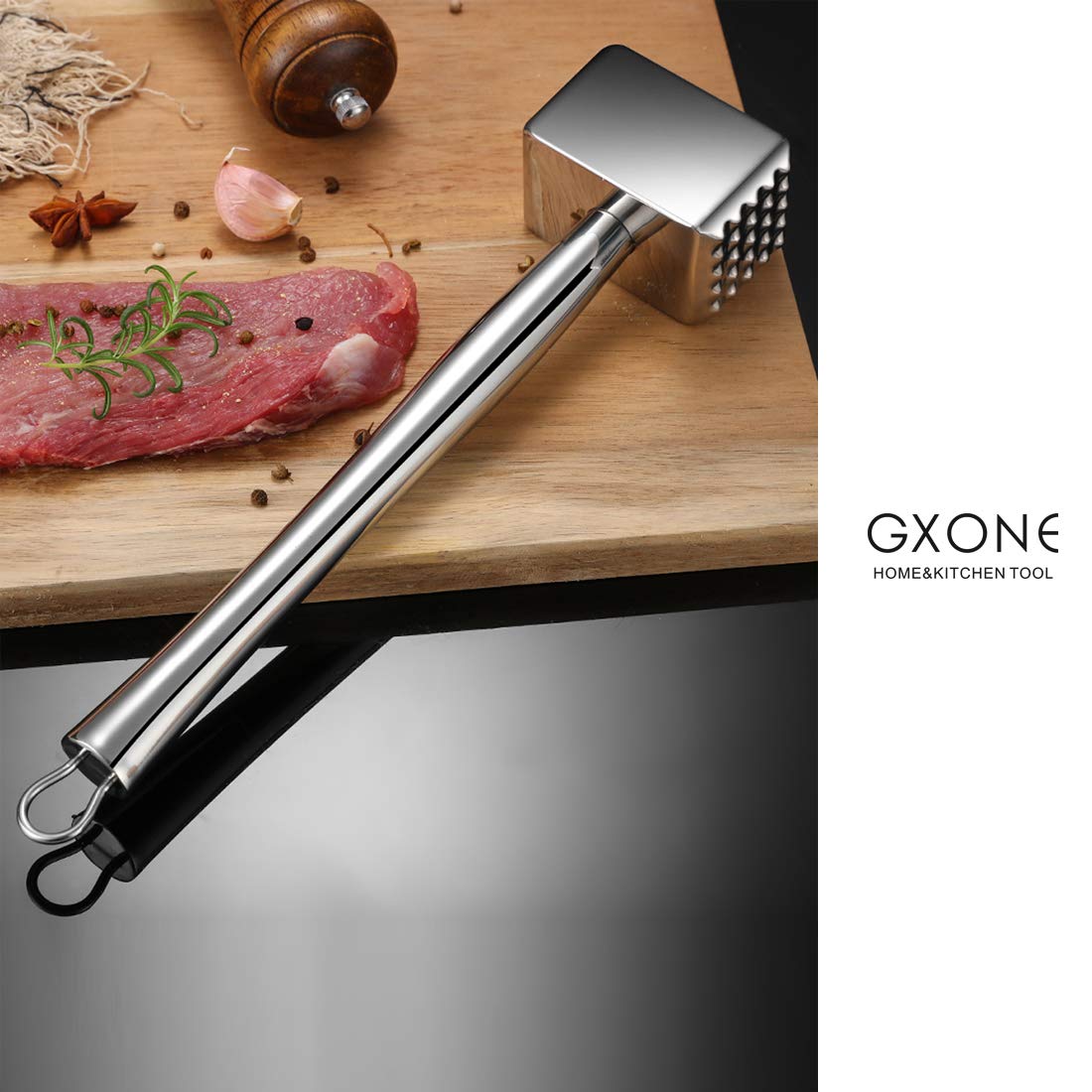 Meat Tenderizer 304 Stainless Steel Heavy Sturdy Meat Mallet/Pounder/Hammer Tool(1.65lb)