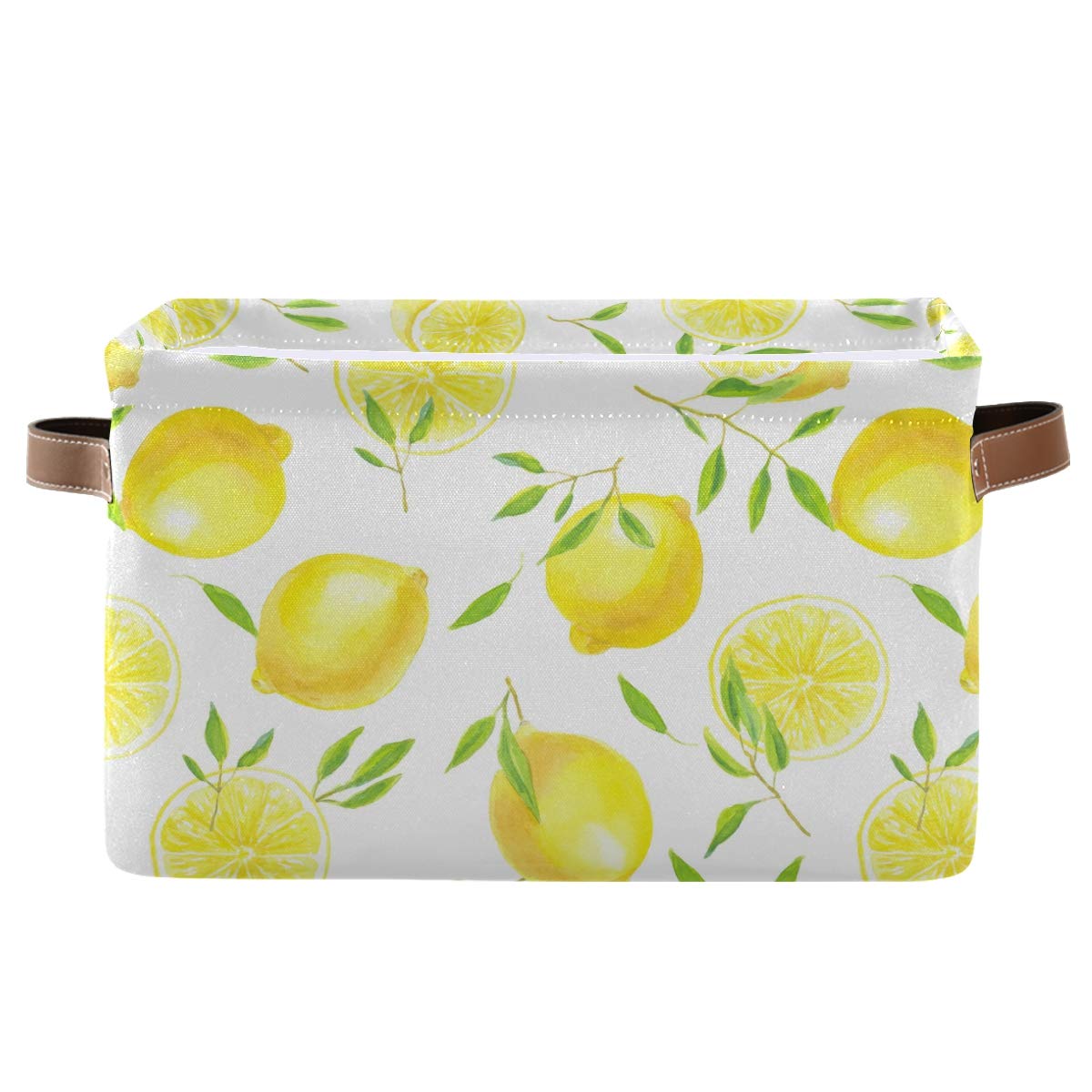 Keepreal Fresh Lemons Pattern Rectangle Storage Bin, 15 X 11 X 9.5 In, Collapsible Organizer Storage Basket For Home D  Cor