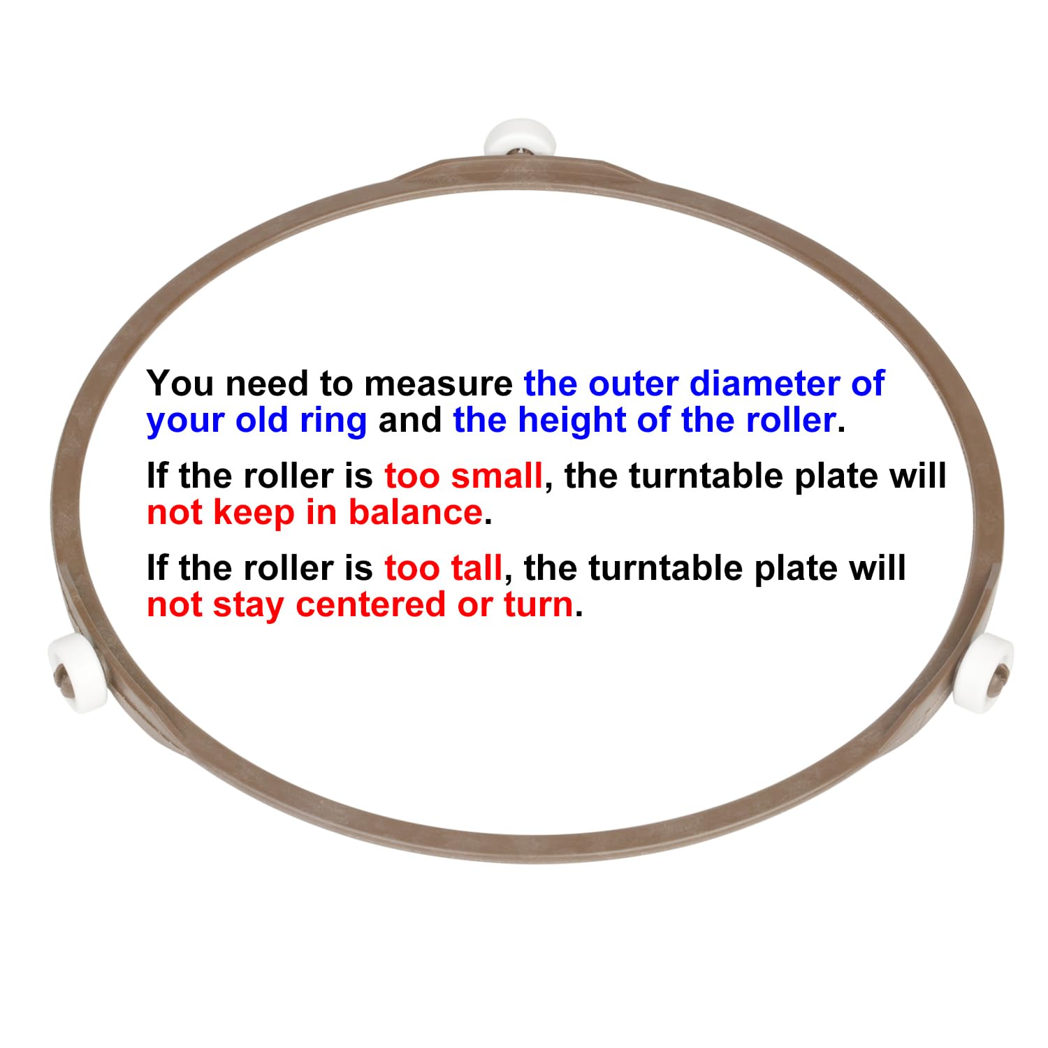 Jolaxy 7'' Microwave Turntable Ring with 14 mm Rollers  Microwave Oven Tray Support  Glass Plate Rotating Roller Ring  Ring Outer Diameter 7 inches (17.8 cm)  Roller Height 14 mm