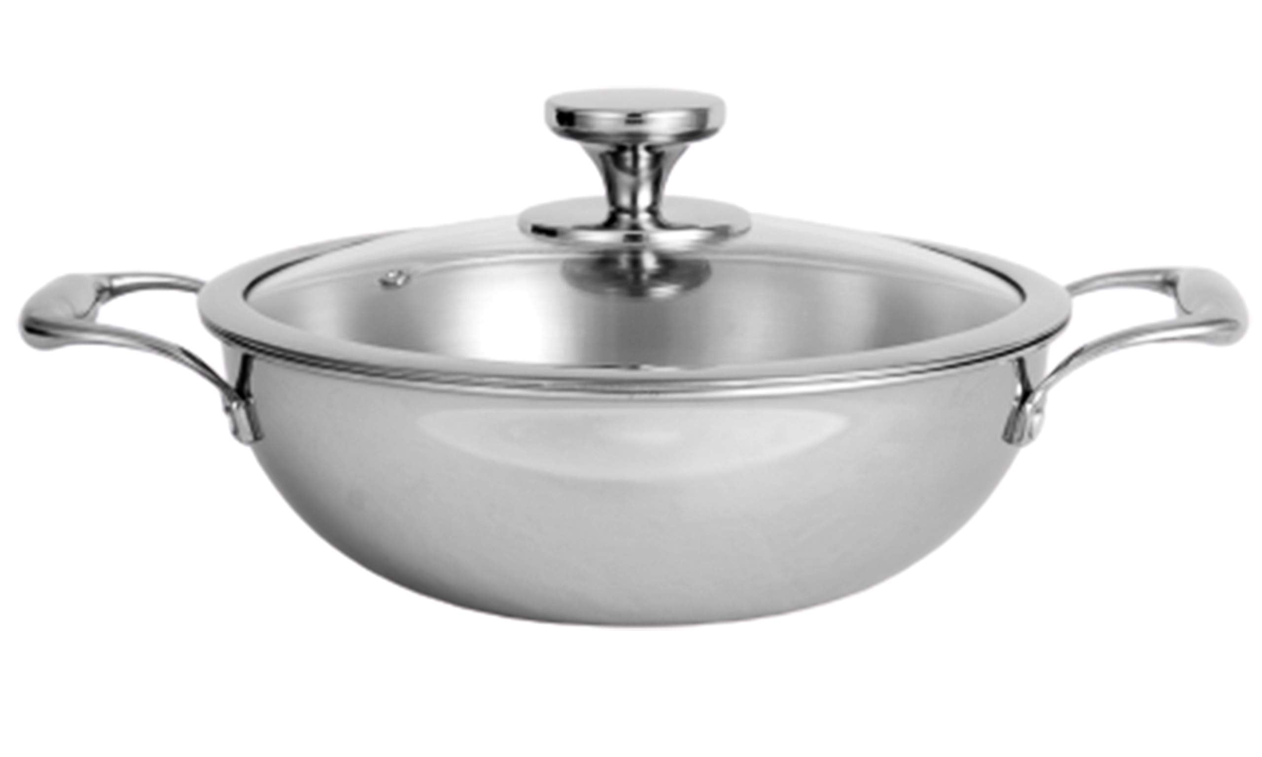 Nirlon Platinum Triply Stainless Steel Deep Kadhai With Glass Lid, Silver 24 Cm  3 Liter (Induction And Gas Stove Compatible)