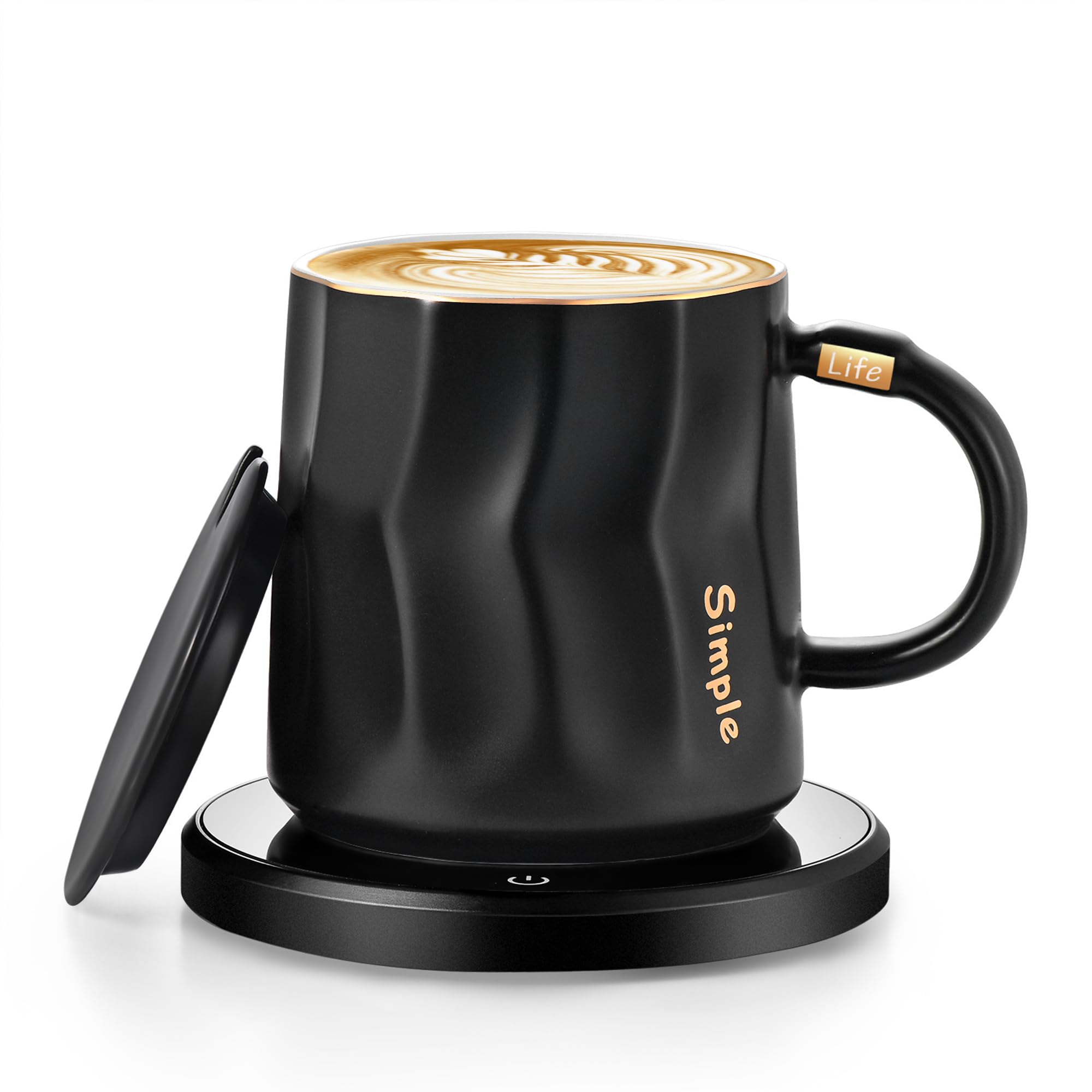 Coffee Mug Warmer & Mug Set, Krgmnhr Smart Coffee Warmer For Desk With Auto Shut Off For Desk Home Office Use, Pressure-Activate