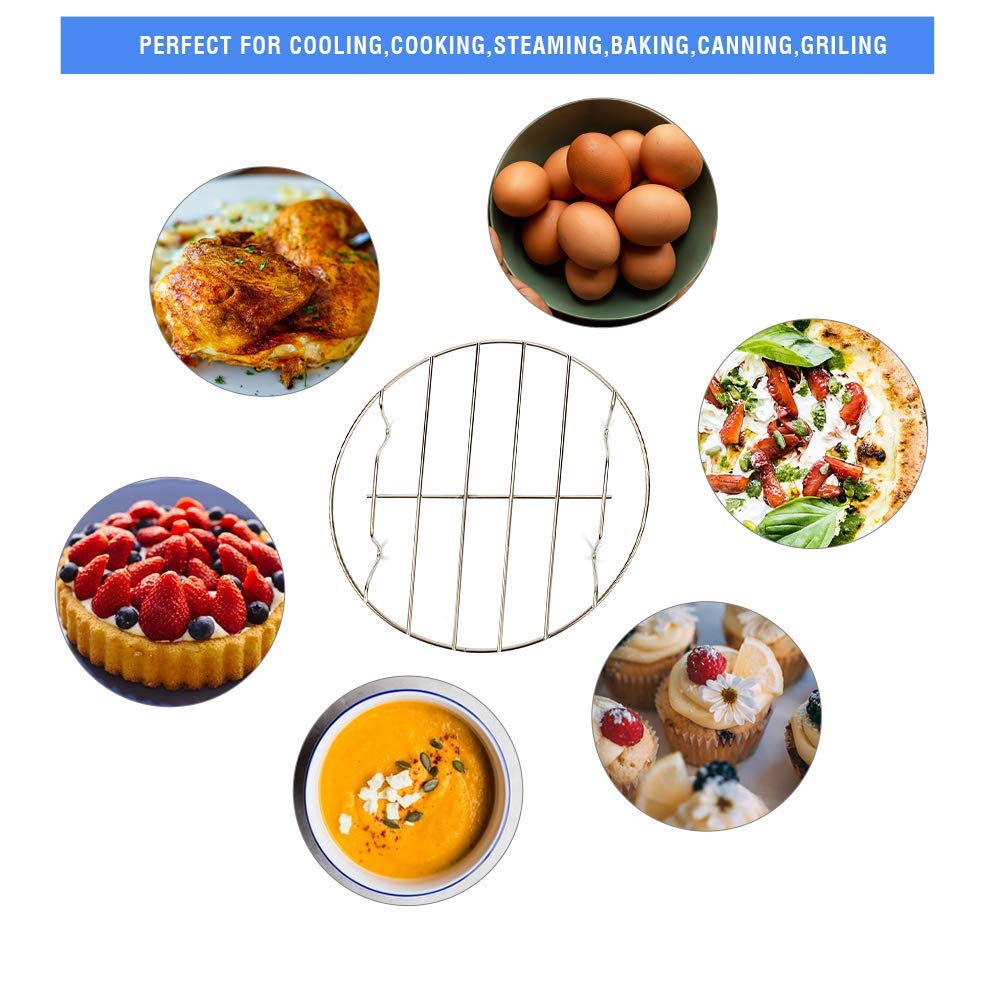 2 Pack Round Cooking Cooling Racks 8''X1.18'', 304 Stainless Steel Round Rack For Steaming Rack And Air Fryer Cooking Steamer Ra