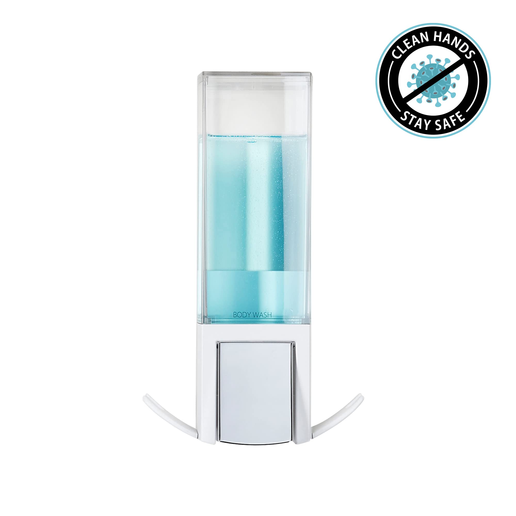 Better Living Products Clever Soap Dispenser, Liquid Soap Dispenser, 1 X 17 Fl. Oz. White, 4.88'' X 3.5'' X 8.25''