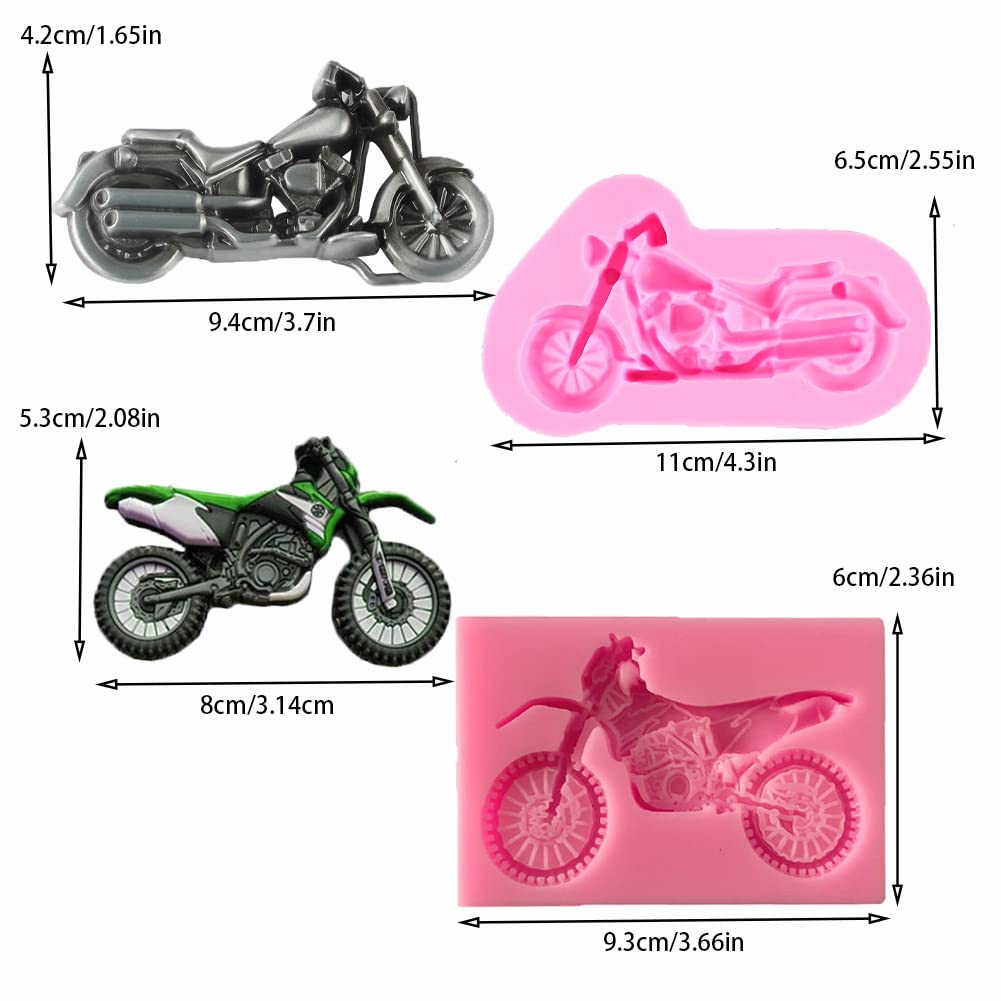 2Pcs Motorcycle Silicone Molds For Diy Fondant Candy Making Chocolate Mold Desserts Ice Cube Gum Clay Biscuit Plaster Resin Cupc