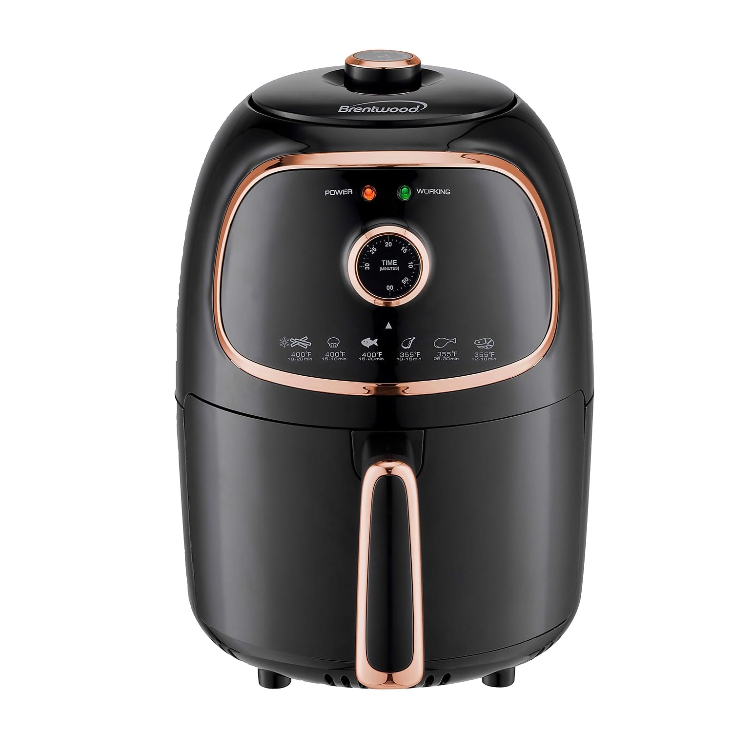 Brentwood Appliances Af-202Bkc 2-Quart 1,200-Watt Electric Air Fryer With Timer And Temperature Control (Black/Copper), Normal
