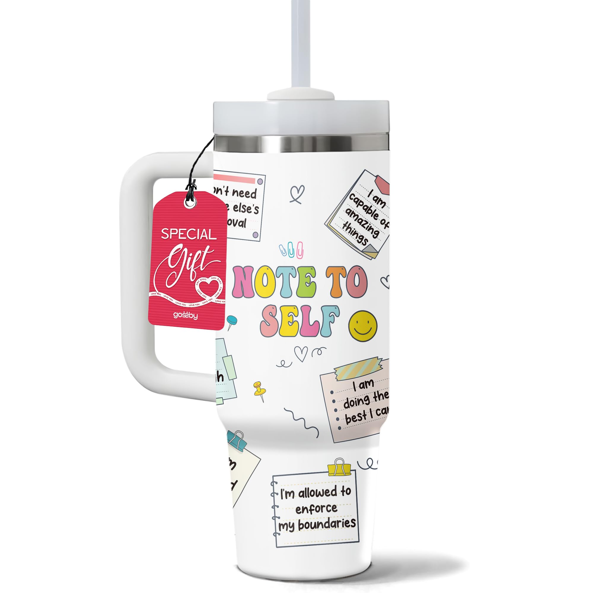 Gossby Motivational Tumbler For Women, 30oz Stainless Steel With Handle