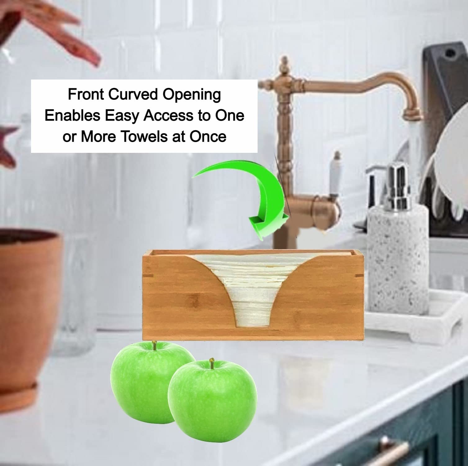 Countertop Multifold Paper Towel Dispenser - Bamboo Wood Folded Paper Towel Holder - For Multifold, Trifold & Z Fold Paper Hand