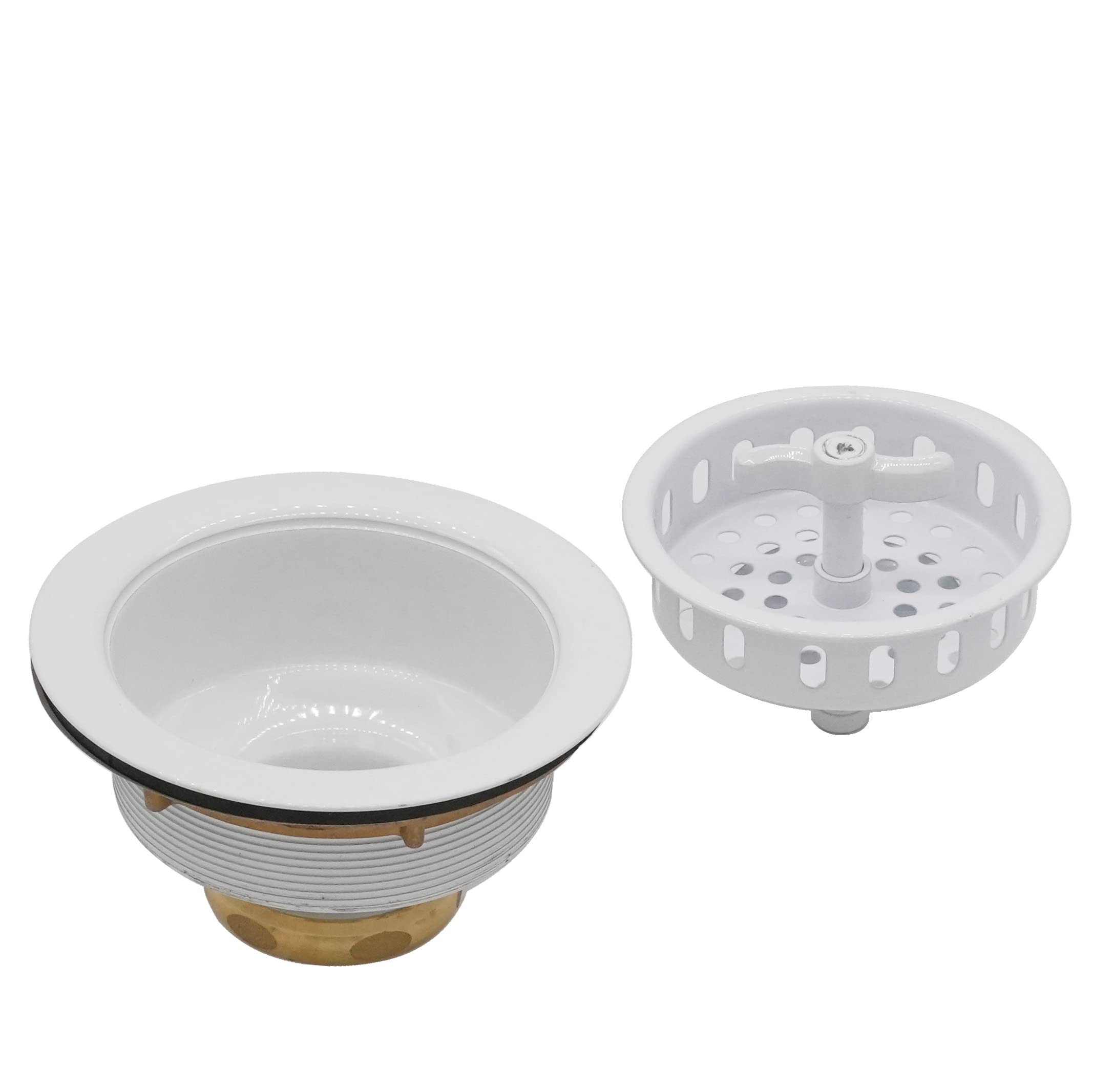 Westbrass D213-50 3-1/2'' Wing Nut Twist Style Large Kitchen Sink Basket Strainer, 1-Pack, Podwer Coat White