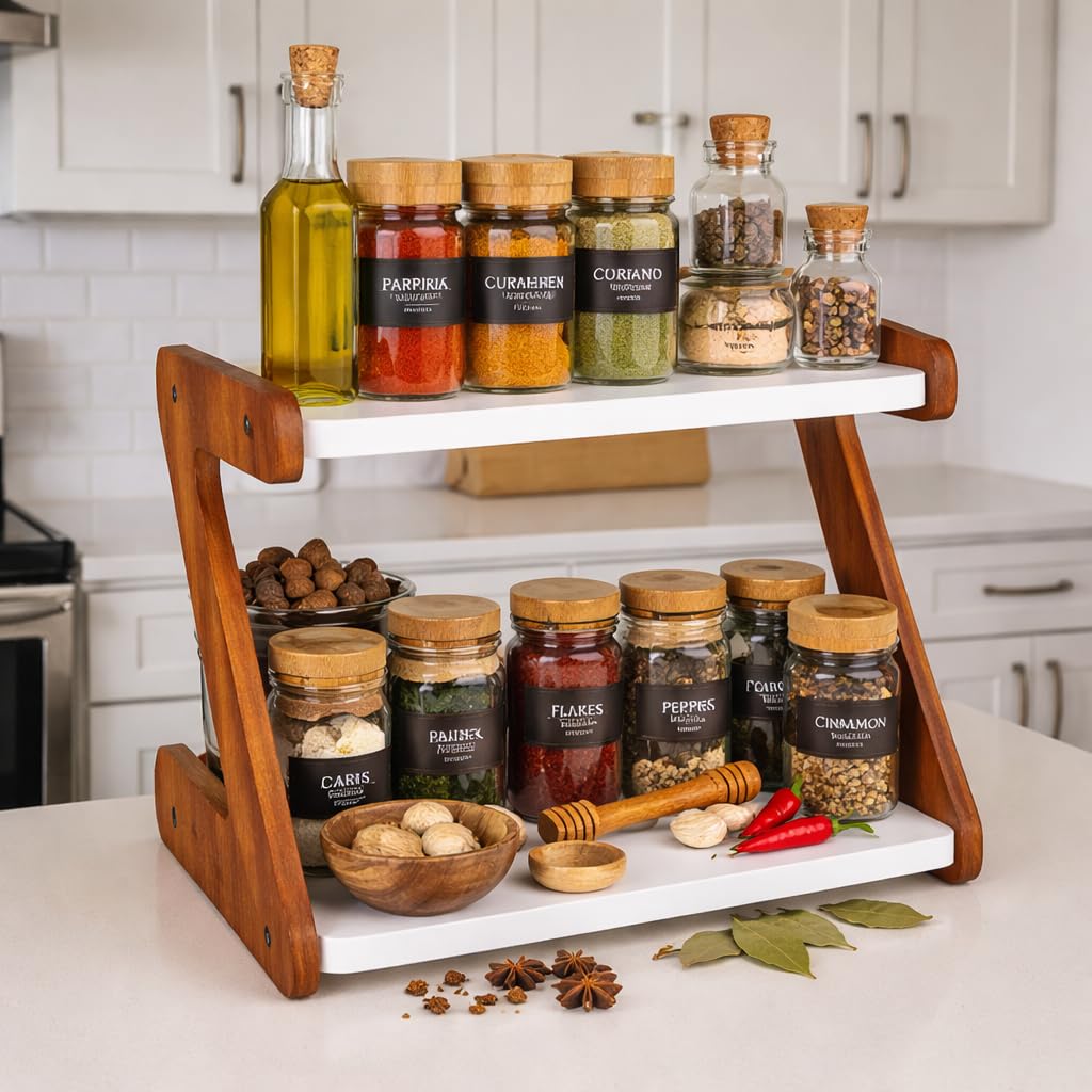 Oikia Decor 2Tier Spice Rack, ZShape, MultiPurpose Storage Rack For Spices, Jars, Condiments & Kitchen Essentials, 33X16X25 C