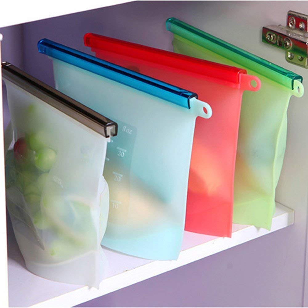 Paghadi Reusable Silicone Reusable Storage Container, Organizer,Preservation Leakproof Ziplock Bag (1000 Ml,)