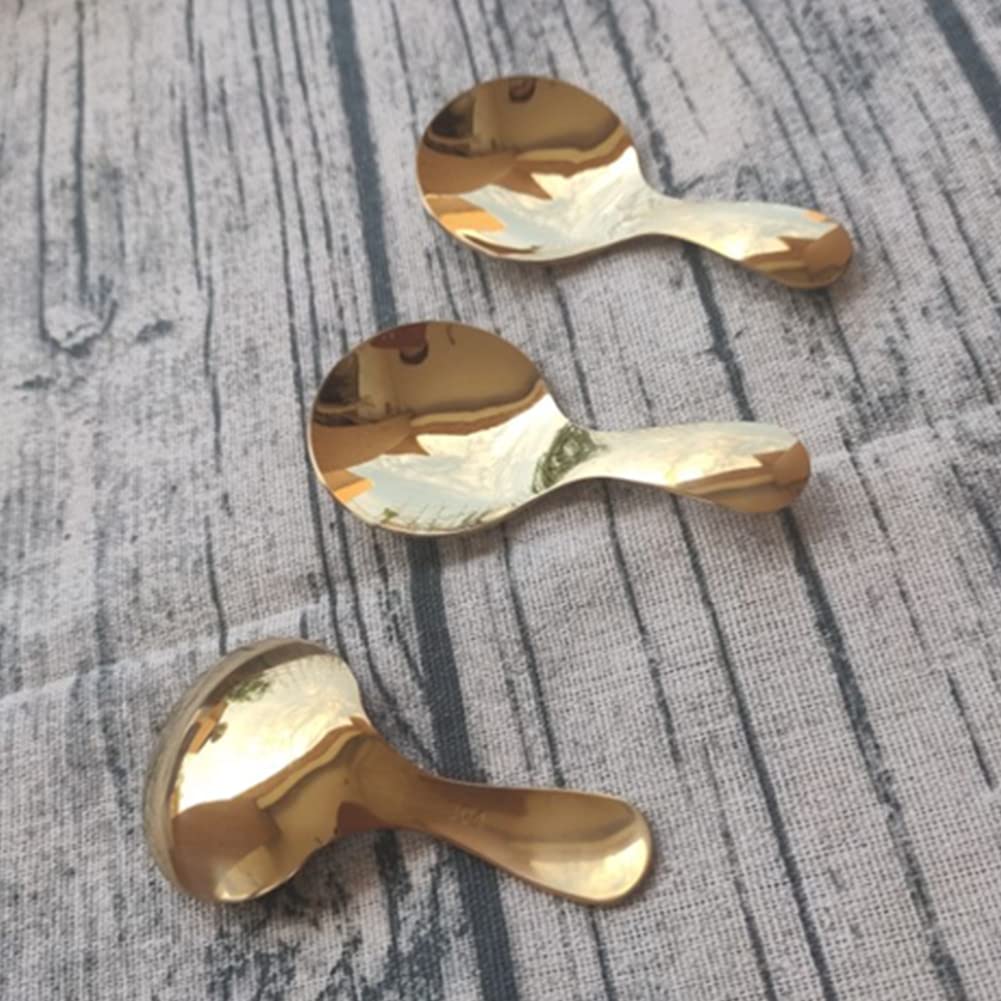 3Pcs Stainless Steel Mini Scoop For Canisters With Short Handle, Gold Mini Feed Spoon For Ice Cream Melon Baller, Short Handle S