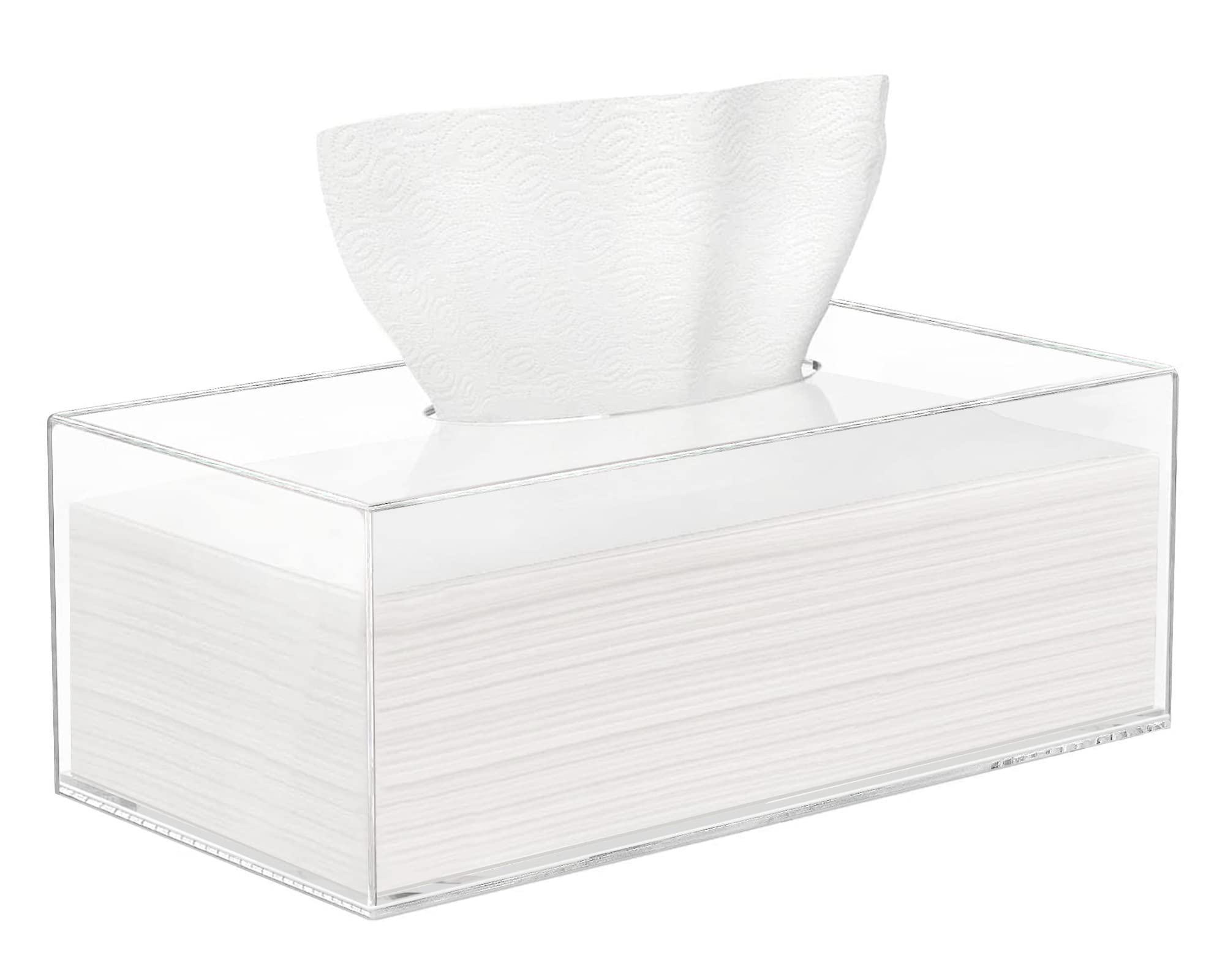 Hblife Tissue Dispenser Box Cover Rectangular Clear Acrylic Mask Case Holder With Magnetic Bottom, Dryer Sheet Holder For Car, B