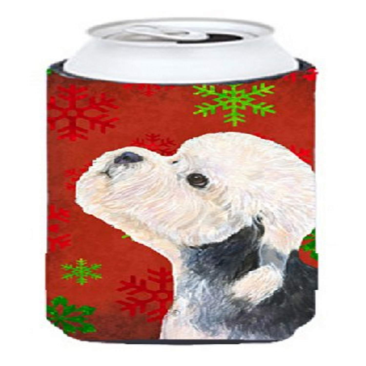 Dandie Dinmont Terrier Red Green Snowflakes Christmas  Tall Boy Beverage Insulator Beverage Insulator Hugger