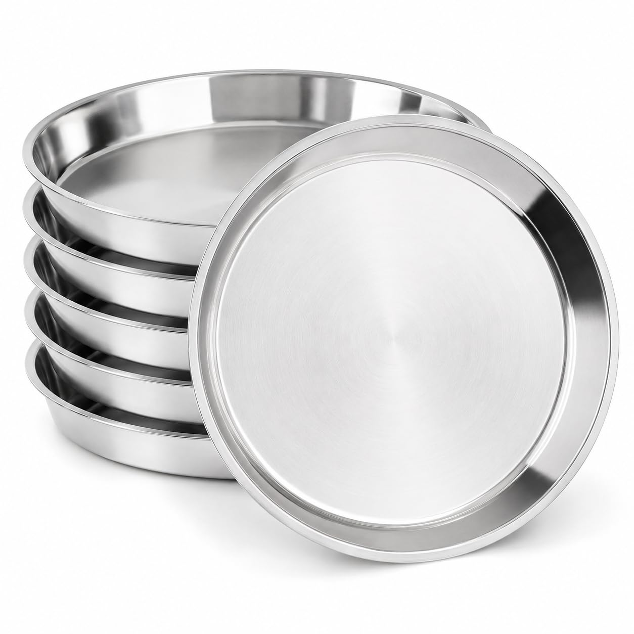 6 Pack Stainless Steel Deep Pizza Pans, 8.5 Inch Round Pizza Pan for Oven, Small Pizza Tray Baking Pans for Personal Pizza, Pie,