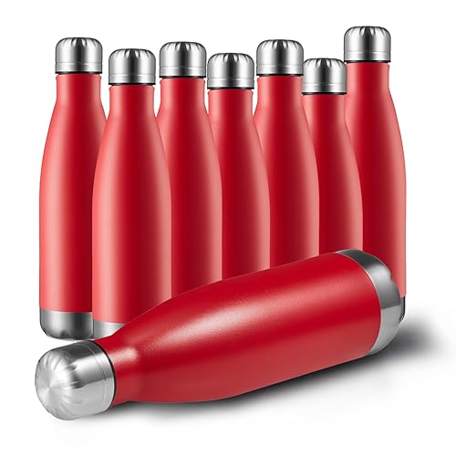 Meway 17Oz Sport Water Bottle 8 Pack Vacuum Insulated Stainless Steel Sport Water Bottle Leak-Proof Double Wall Cola Shape Water