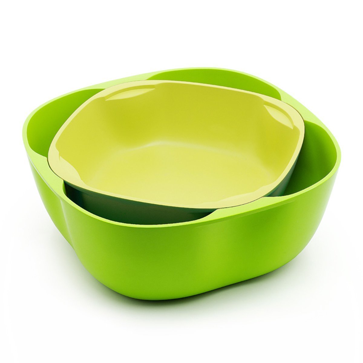 Home And Above Salad Bowl Set To Hold Fruits, Salads And More, Green/Yellow