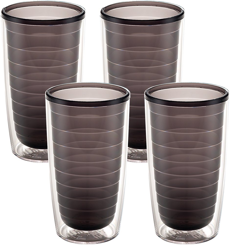 Tervis Clear & Colorful Tabletop Made in USA Double Walled Insulated Tumbler Travel Cup Keeps Drinks Cold & Hot, 16oz  4pk, Qua