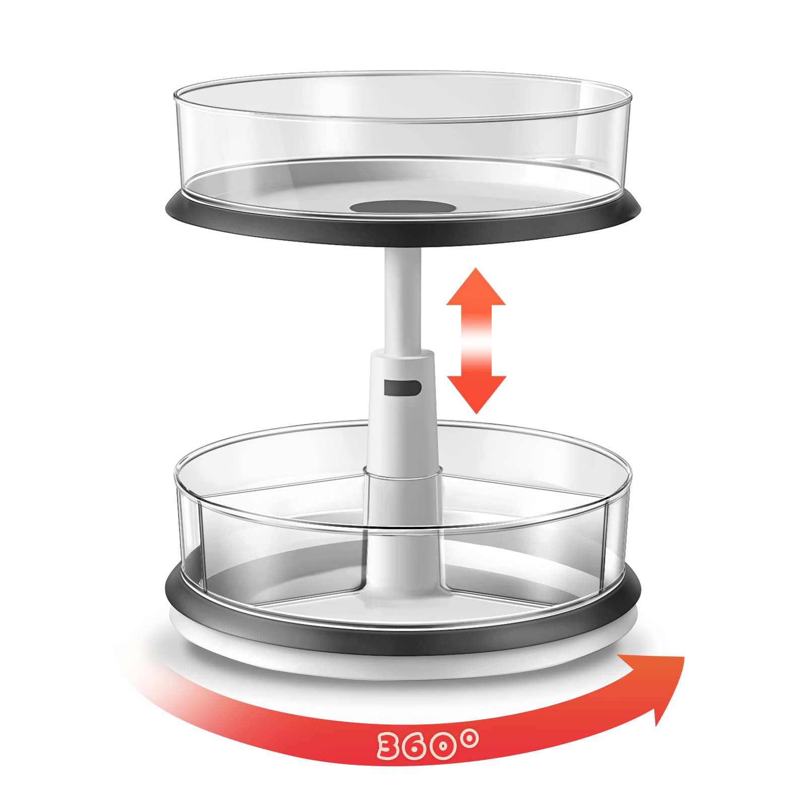 Ynelyase Lazy Susan Medicine Bottle Organizer for Cabinet 2 Tier Clear