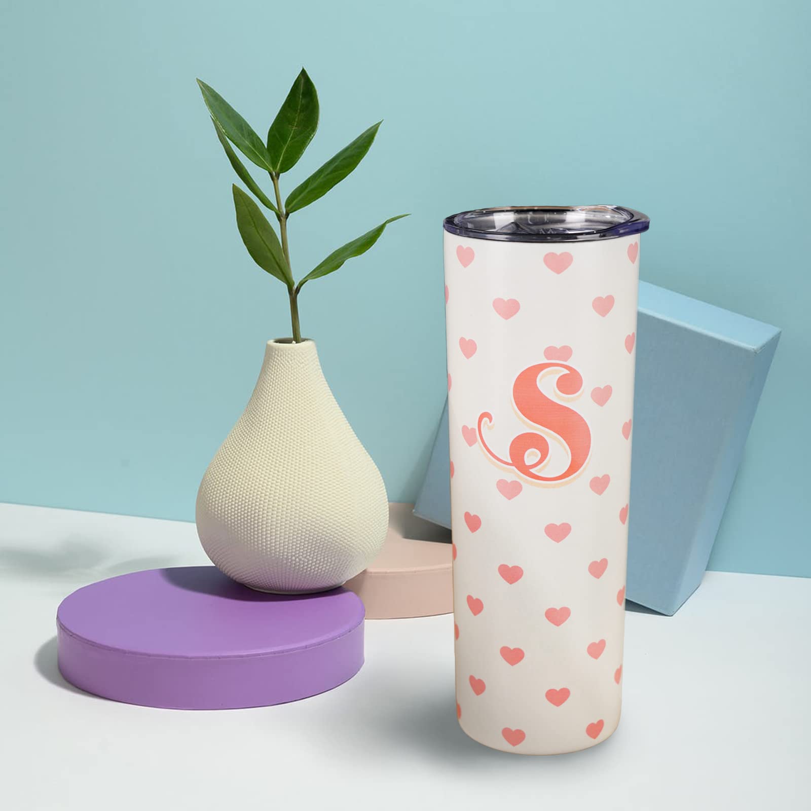 Initial Tumbler,Monogrammed Tumbler-Monogram Letter S-Monogrammed Gifts For Women,Initial Gifts For Women,Birthday Gifts For Wom