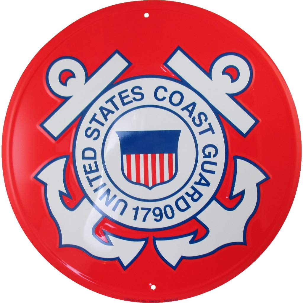 Tags America United States Coast Guard Emblem Metal Sign - USCG Logo, 12 inches