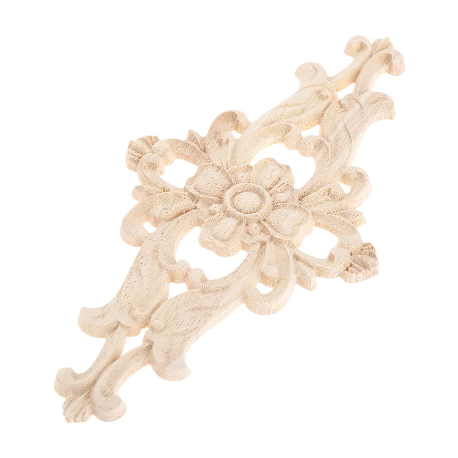 MUXSAM 2-Pack Wood-Carved Furniture Applique Onlay 27x14cm/10.63''x5.51''  Center Flower Decal for Cupboard Dresser Cabinet Chest Bed Door Wall Wardrobe Ceiling