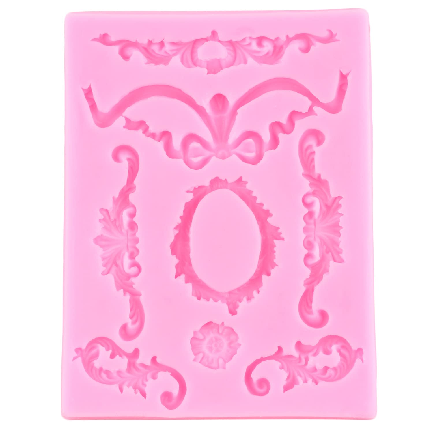 Rfghac Baroque Fondant Molds Scroll Border Lace Silicone Molds Cake Border Molds For Cake Decoration Candy Polymer Clay Cupcake