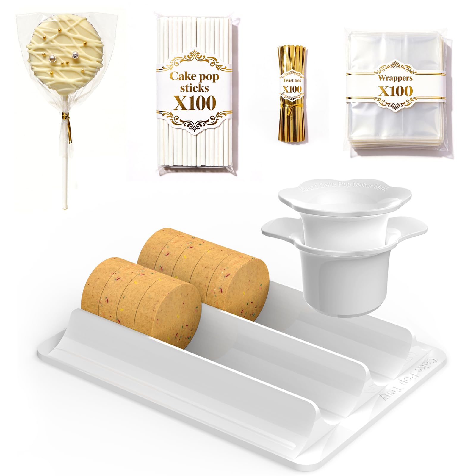 Cake Pop Cutter and Pusher with Tray, High Capacity Baking Mold